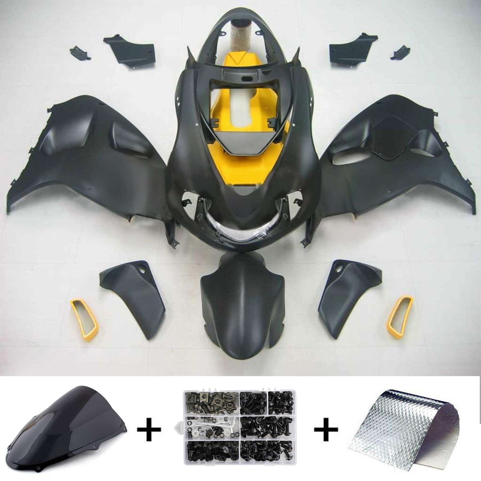Amotopart 1998-2003 スズキ TL1000R フェアリング マットブラック&イエローキット