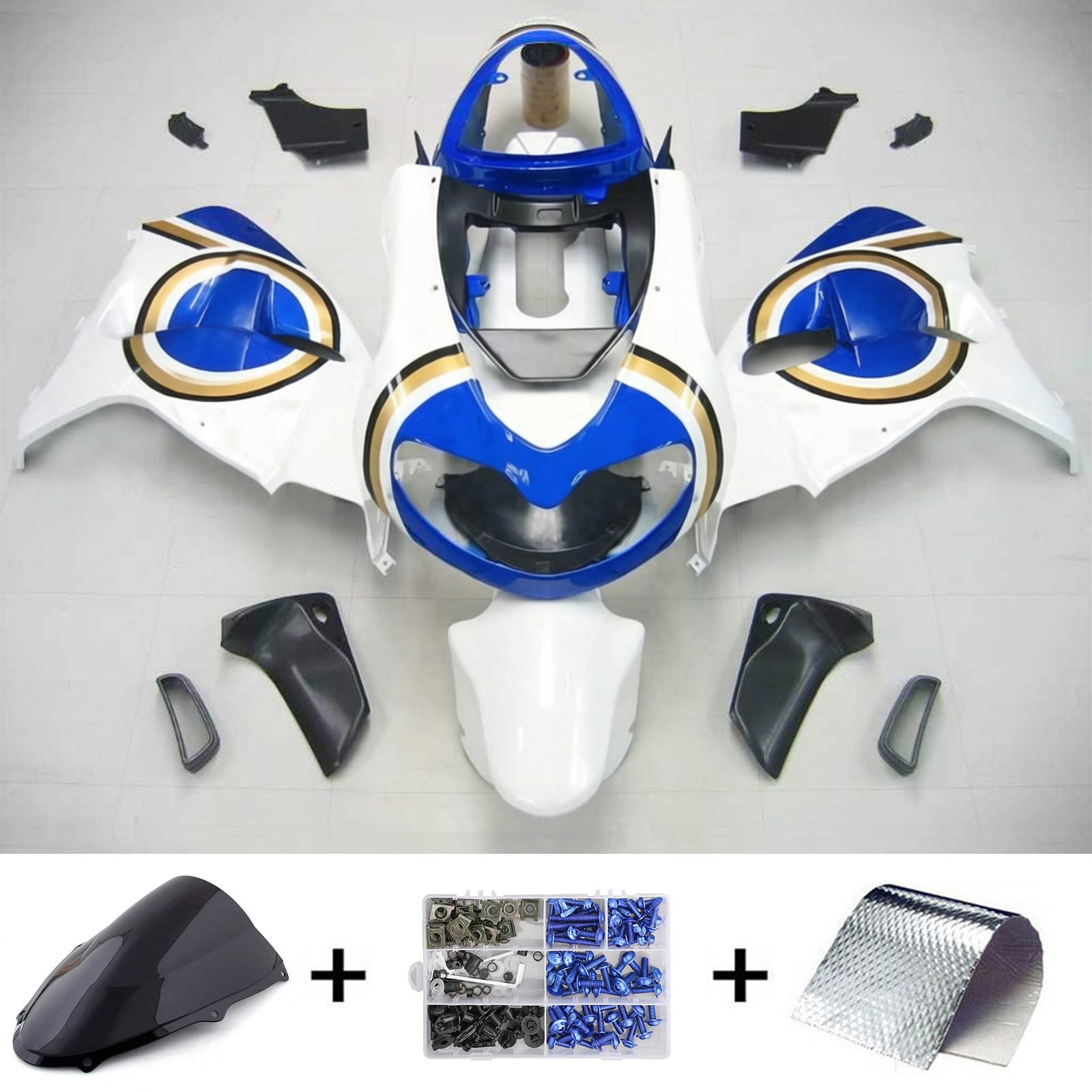 Amotopart 1998-2003 Suzuki TL1000R Fairing Lucky Strike Blue&White  Kit
