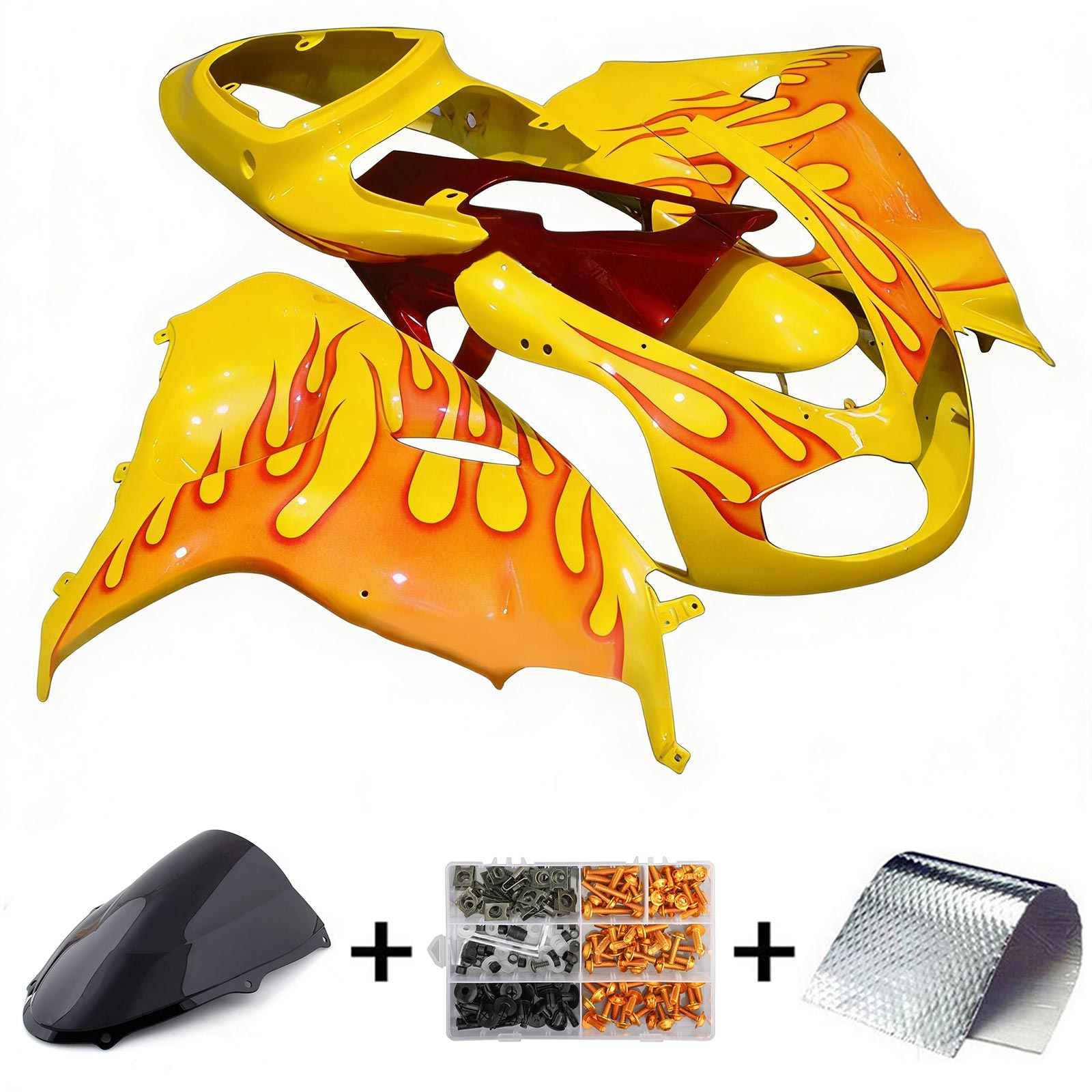 Amotopart 1998-2003 TL1000R Suzuki Yellow&Red Flame Fairing Kit