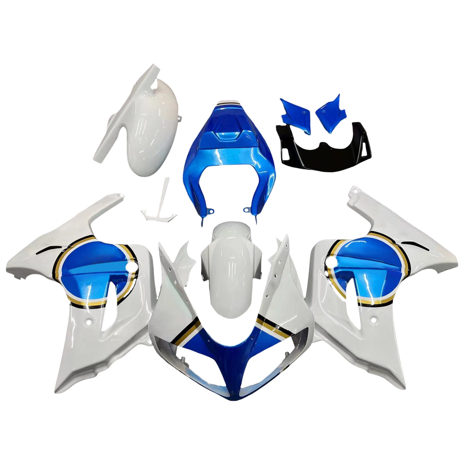 Amotopart スズキ SV650 2003-2013 ホワイト ブルー フェアリングキット