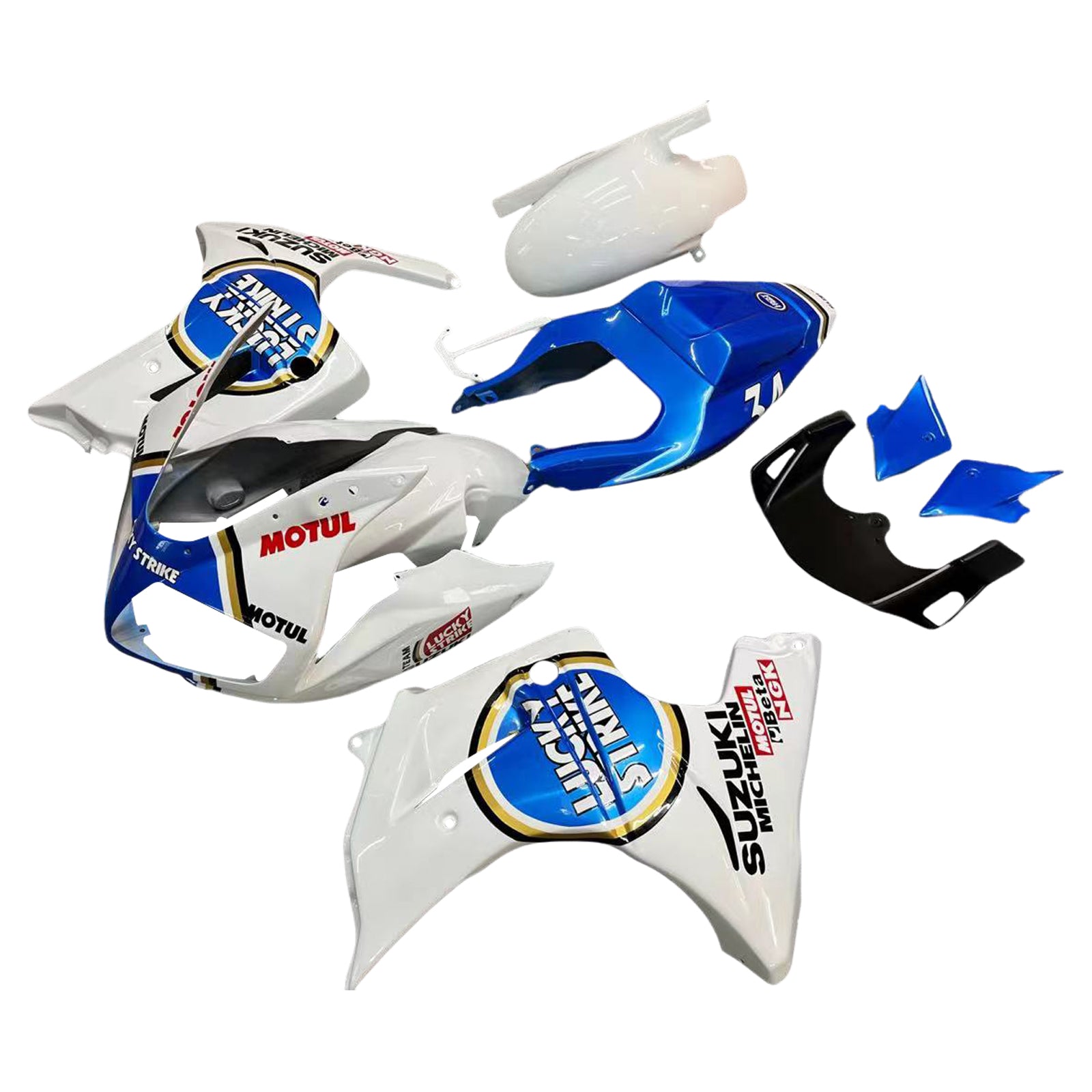 Amotopart Verkleidungssatz für Suzuki SV650 2003–2013, Weiß/Blau