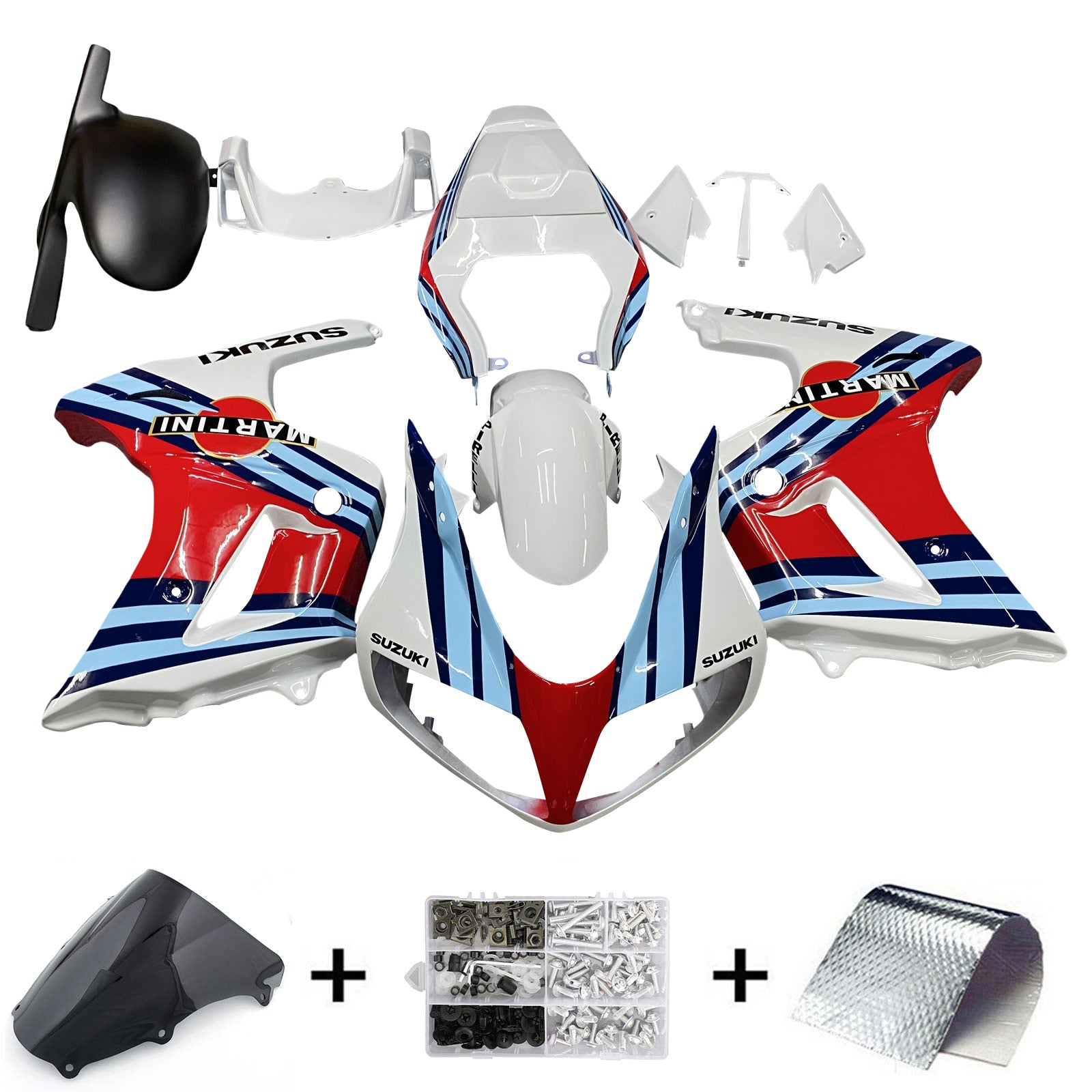 Amotopart Suzuki SV650 2003-2013 White Red Fairing Kit