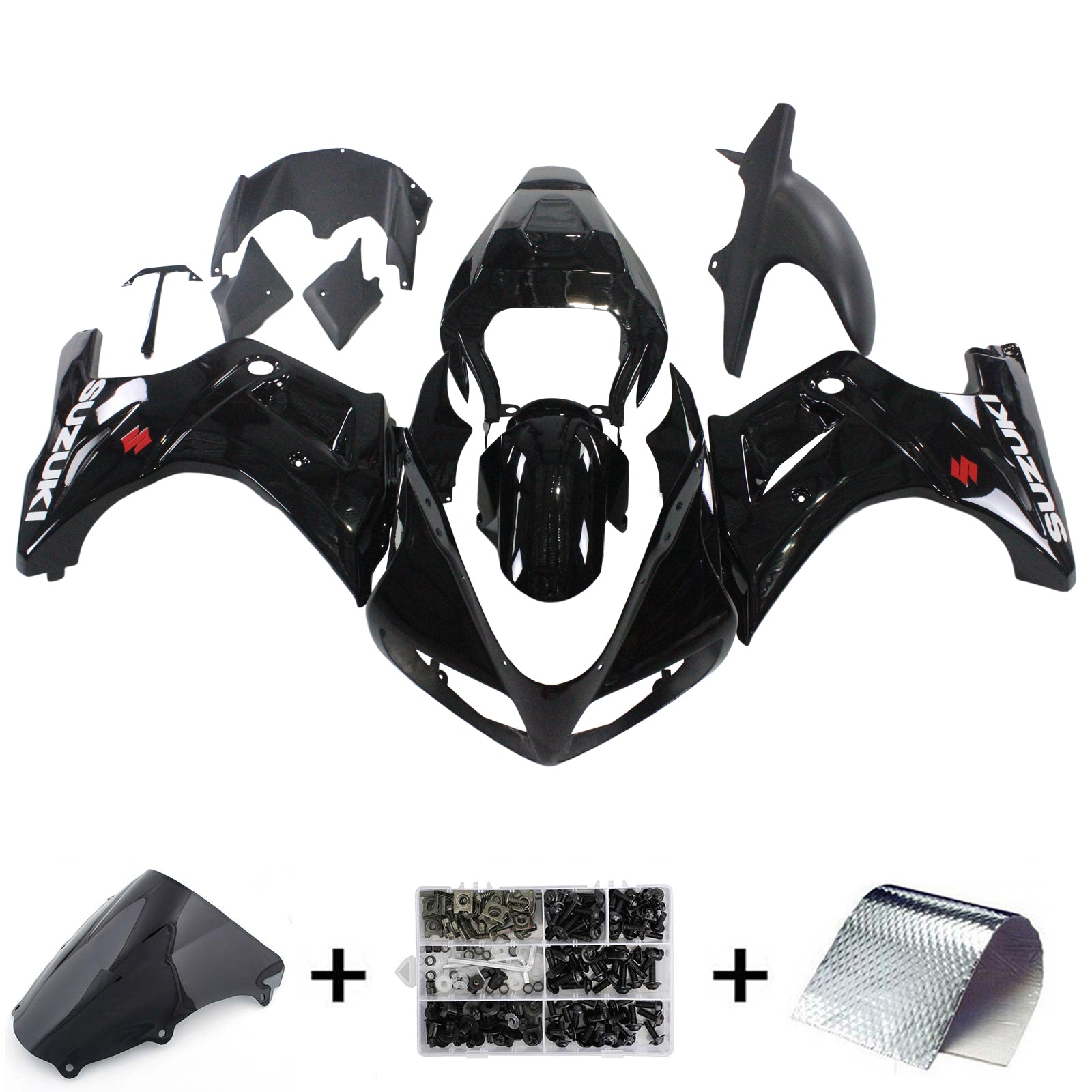 Amotopart Suzuki SV650 2003-2013 Glossy Black Fairing Kit