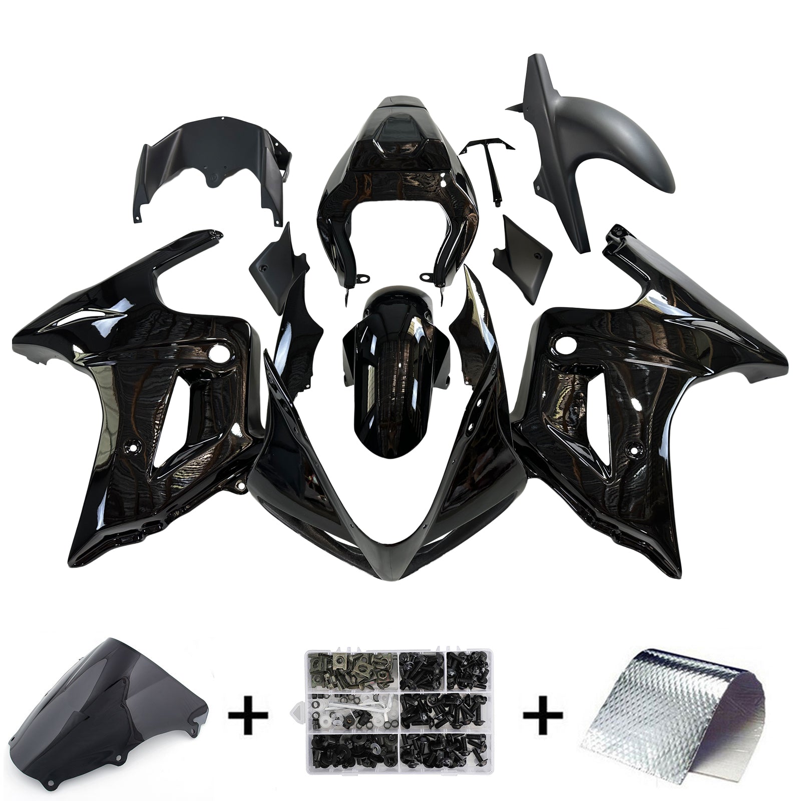 Amotopart Suzuki SV650 2003-2013 All Glossy Black Fairing Kit