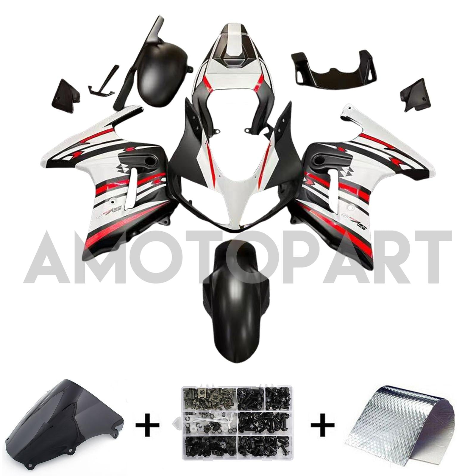 Amotopart Suzuki SV650 2003-2013 White Black Fairing Kit