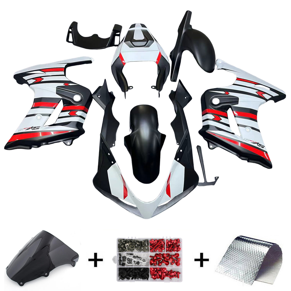 Amotopart 2003-2013 SV650 Suzuki Kit de carénage rouge et blanc