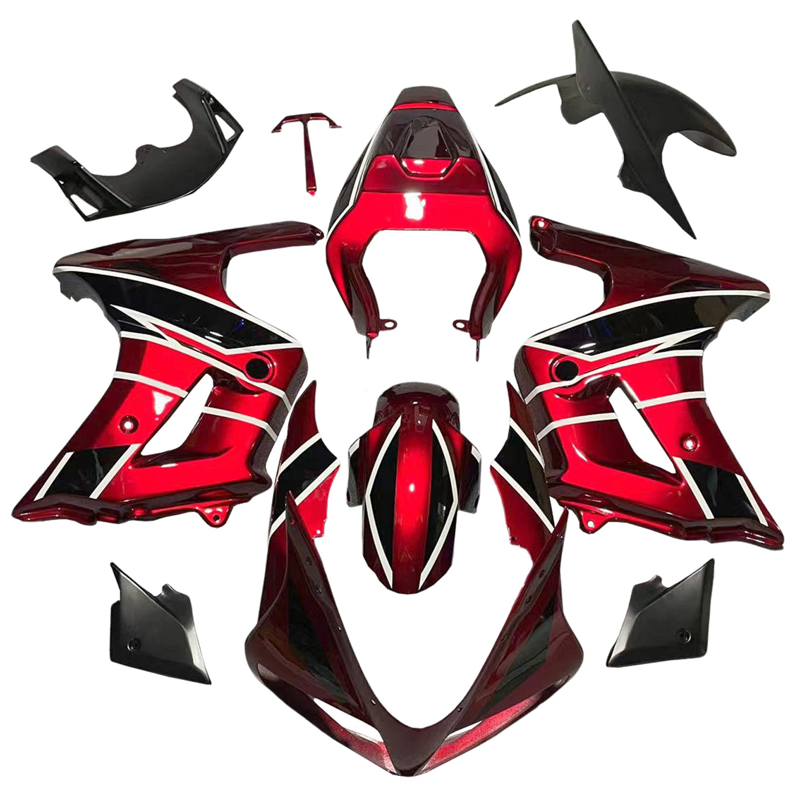 Amotopart 2003-2013 SV650 スズキ レッド&ホワイト ストライプ フェアリングキット