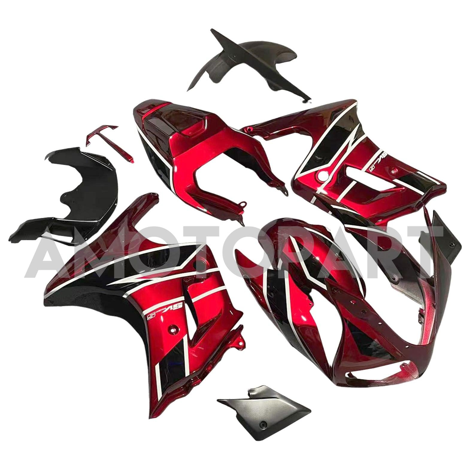 Amotopart 2003-2013 SV650 Suzuki Red & White Stripe Fairing Kit