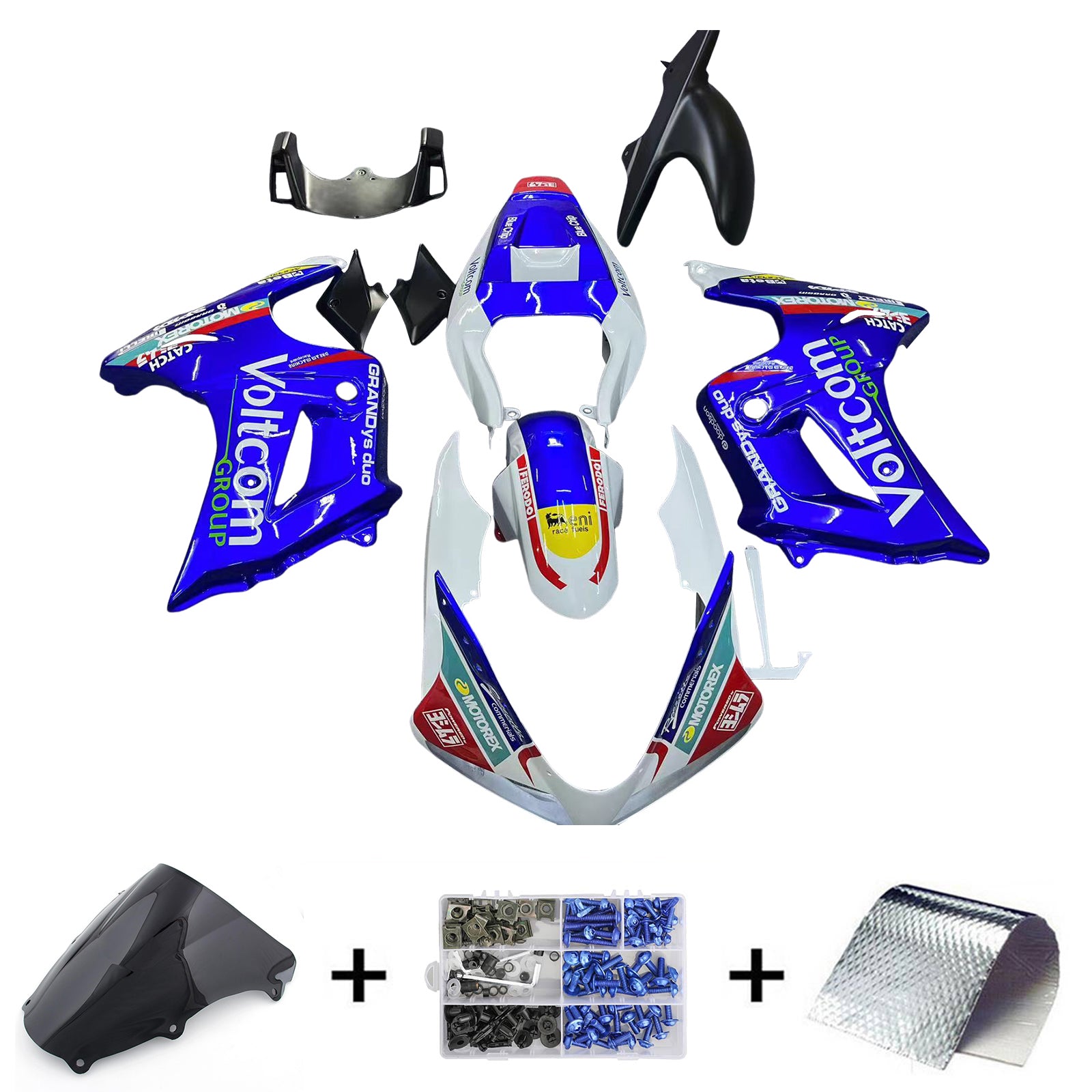 Amotopart 2003-2013 SV650 Suzuki Kit de carénage bleu et rouge