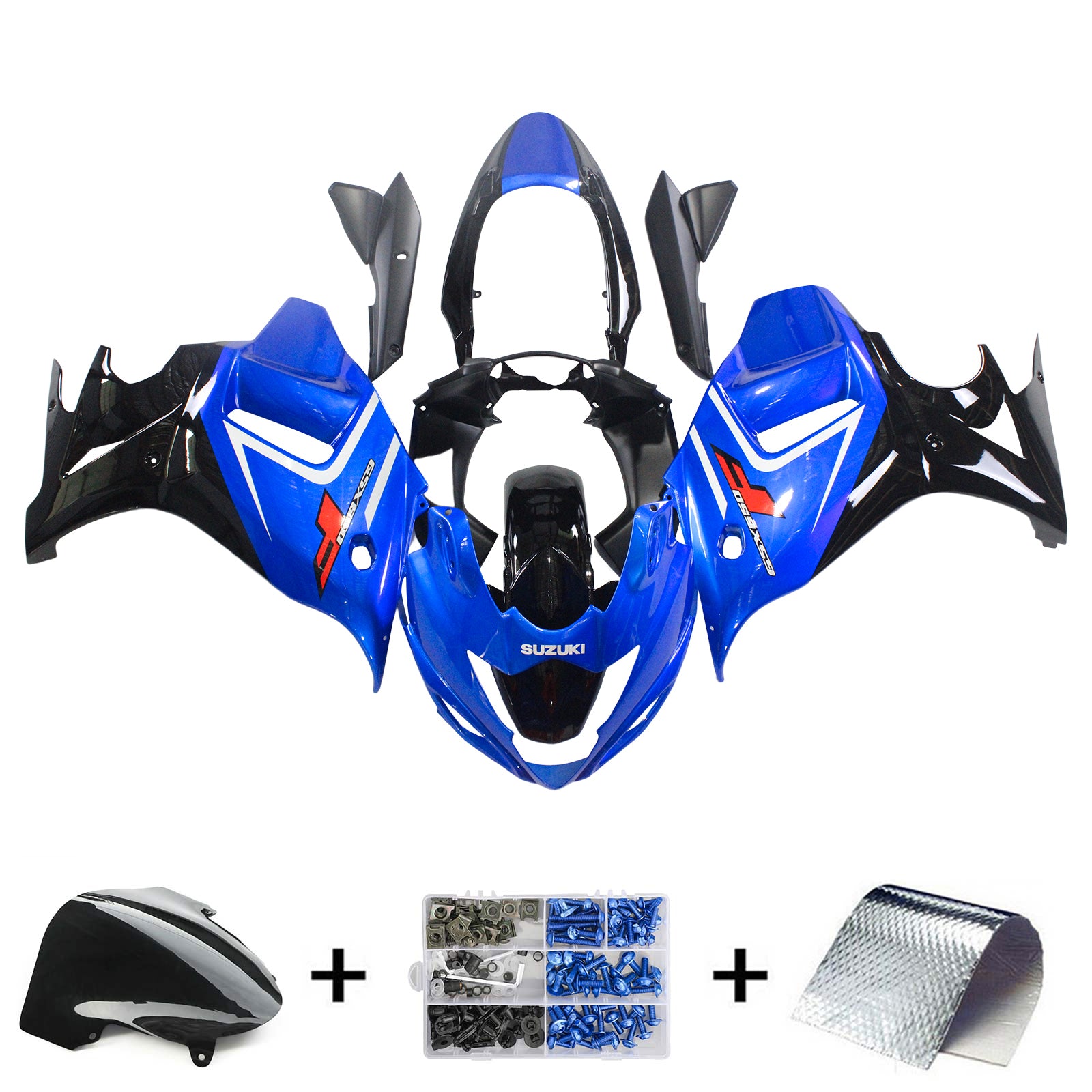 Amotopart Verkleidungsset für Suzuki Katana GSX650F 2008–2013, glänzendes Blau