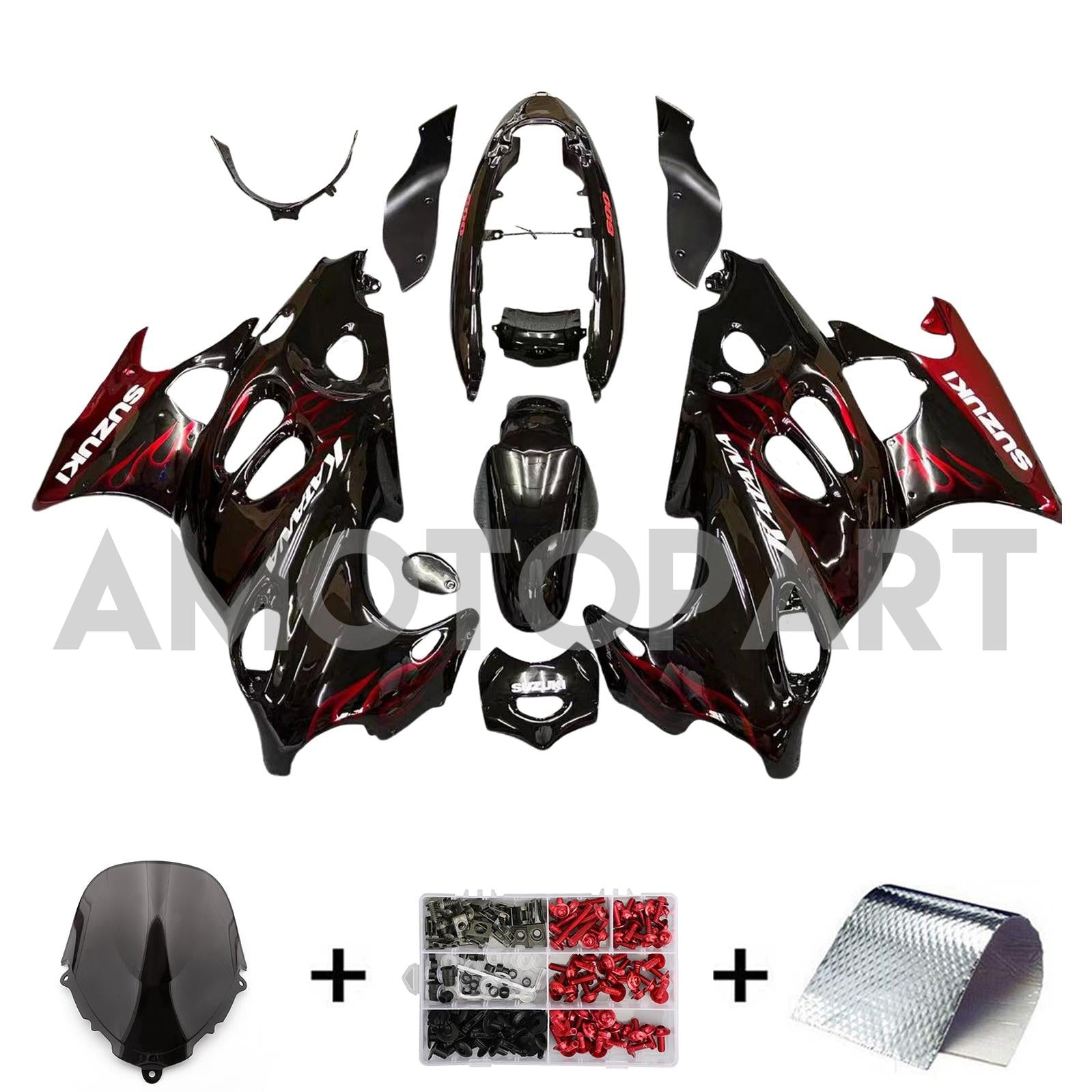 Amotopart 2003-2006 Suzuki Katana GSXF600/750 Fairing Red&Black Kit