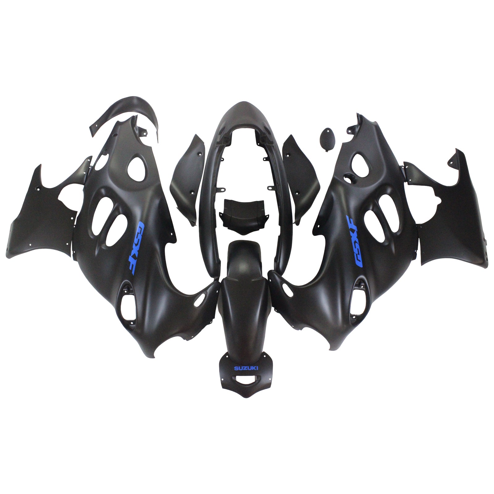 Amotopart Verkleidungssatz für Suzuki Katana GSXF600/750, 1998–2006, Schwarz mit blauem Logo