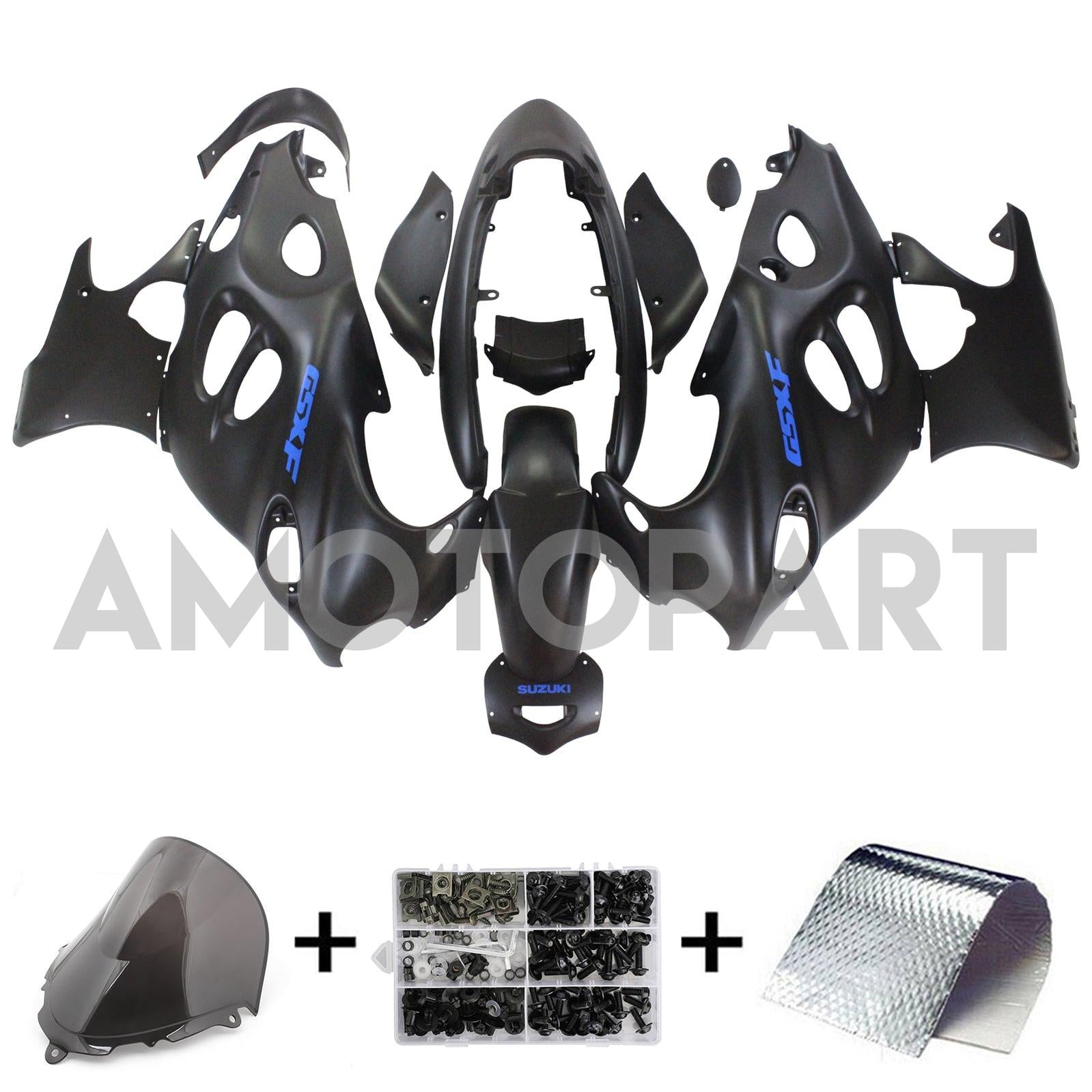 Amotopart Suzuki 2003-2006 Katana GSXF600/750 Black with Blue Logo Fairing Kit