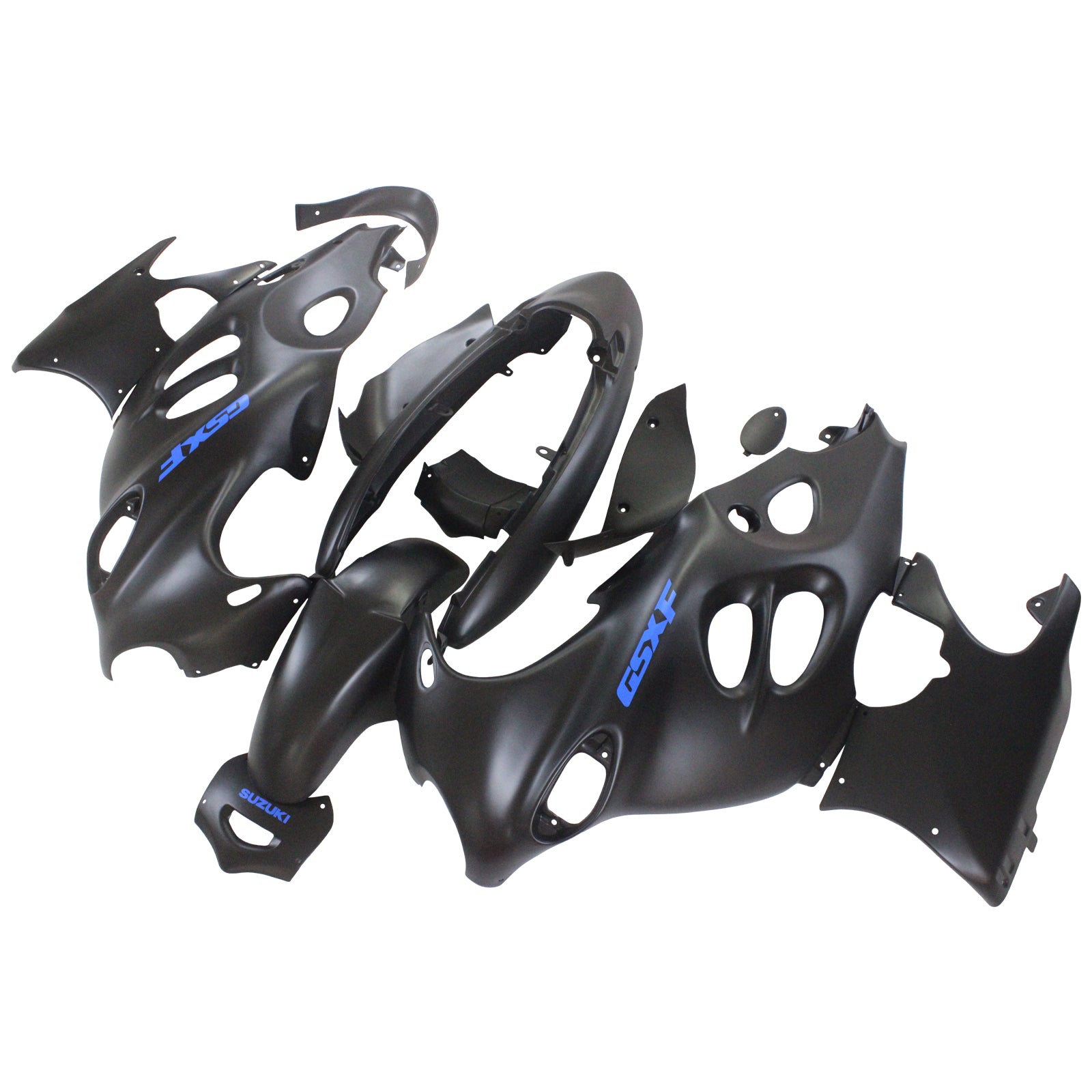 Amotopart Verkleidungssatz für Suzuki Katana GSXF600/750, 1998–2006, Schwarz mit blauem Logo