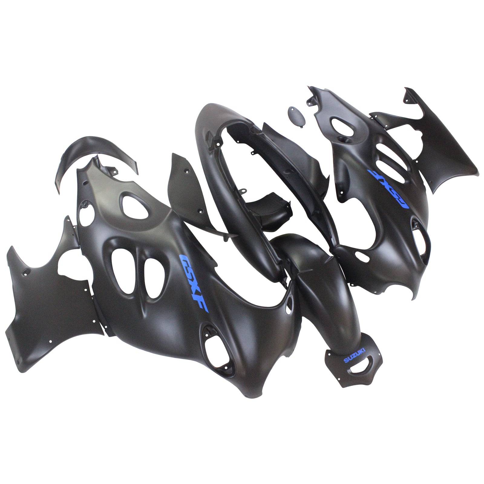 Amotopart Verkleidungssatz für Suzuki Katana GSXF600/750, 1998–2006, Schwarz mit blauem Logo