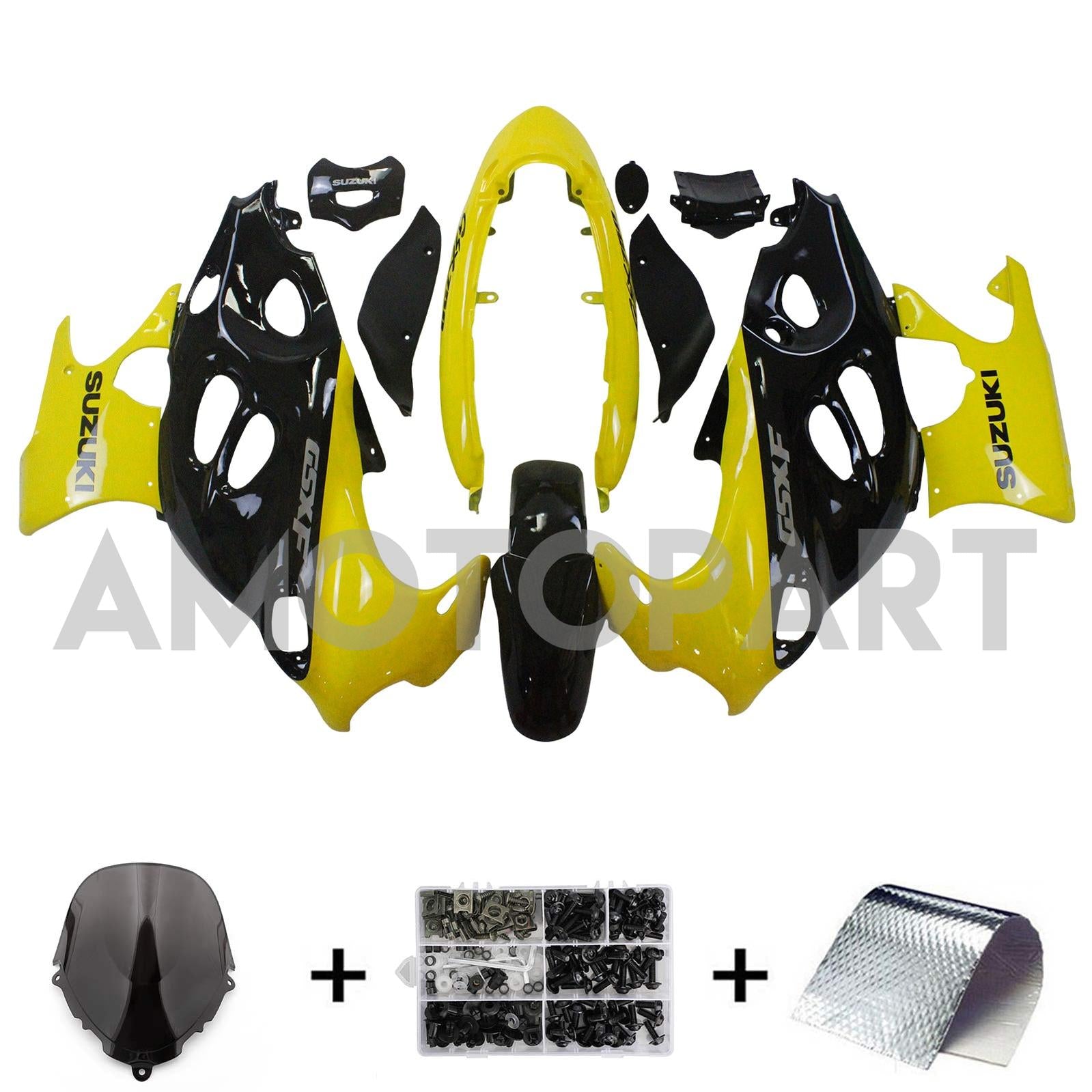 Amotopart 2003-2006 Suzuki Katana GSXF600/750 Fairing Black&Yellow Kit