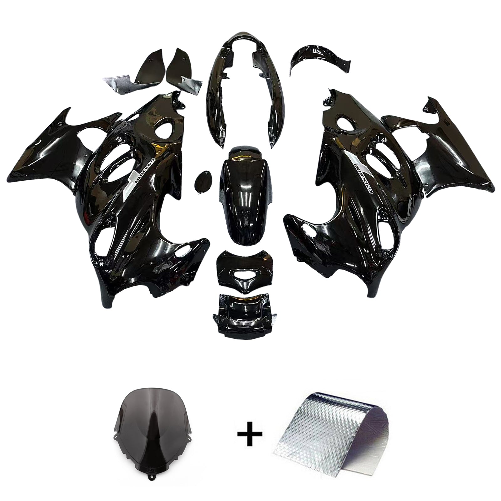 Amotopart 2003–2006 Suzuki Katana GSX600F GSX750F glänzend schwarzes Verkleidungsset