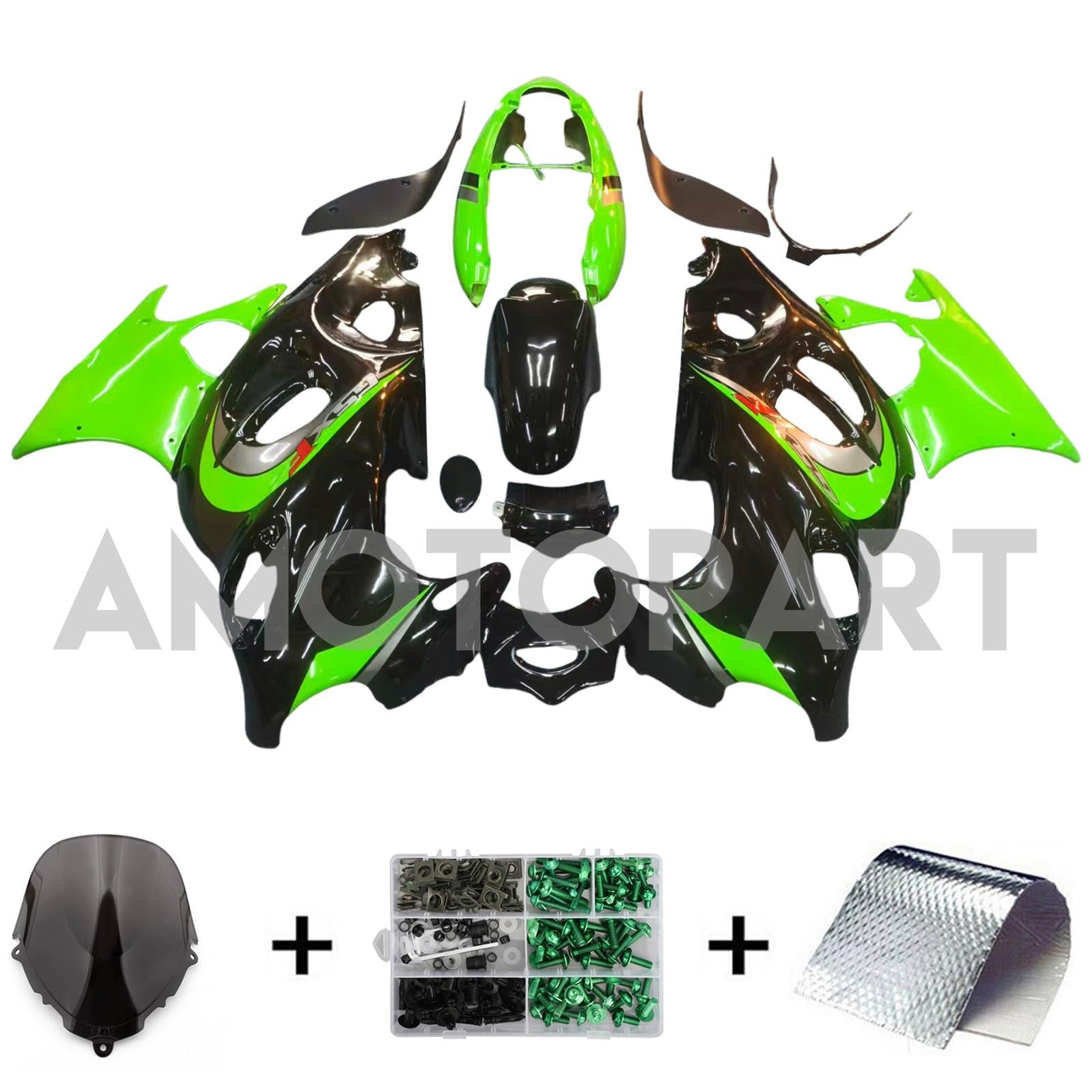 Amotopart 2003-2006 Suzuki Katana GSX600F GSX750F Green&Black Fairing Kit