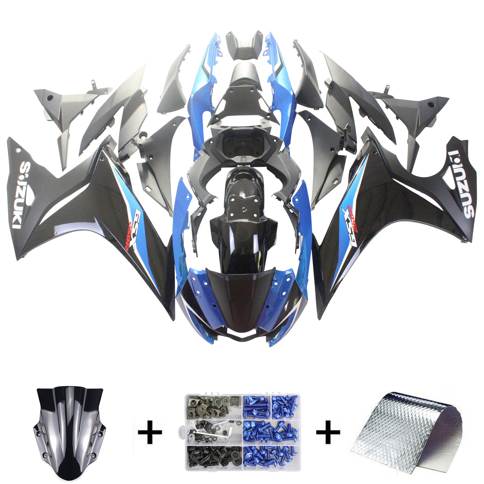 Amotopart 2017-2020 Suzuki GSX250R Fairing Blue&White Kit