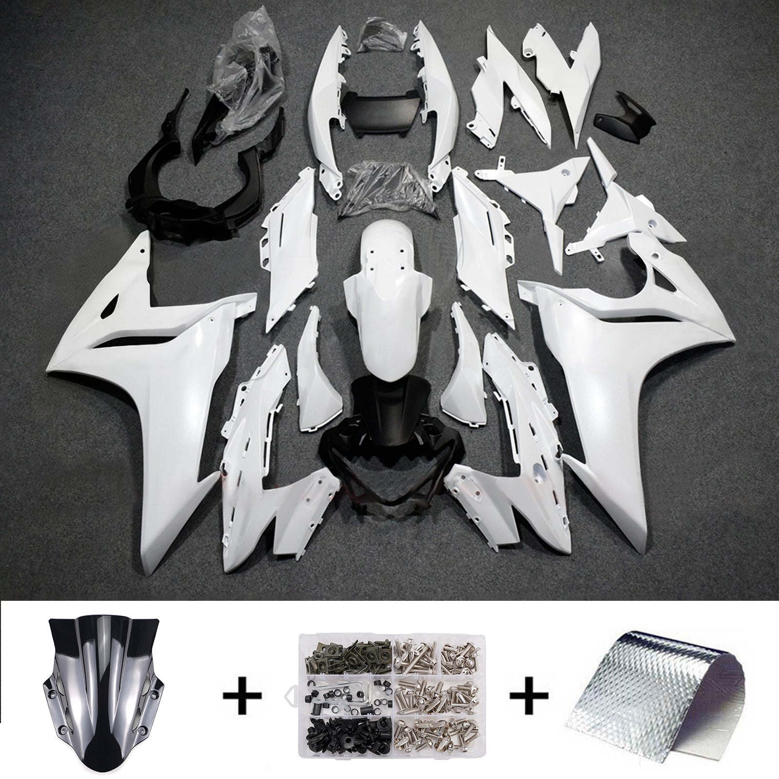 Amotopart 2017-2020 Suzuki GSX250R White Black Fairing Kit