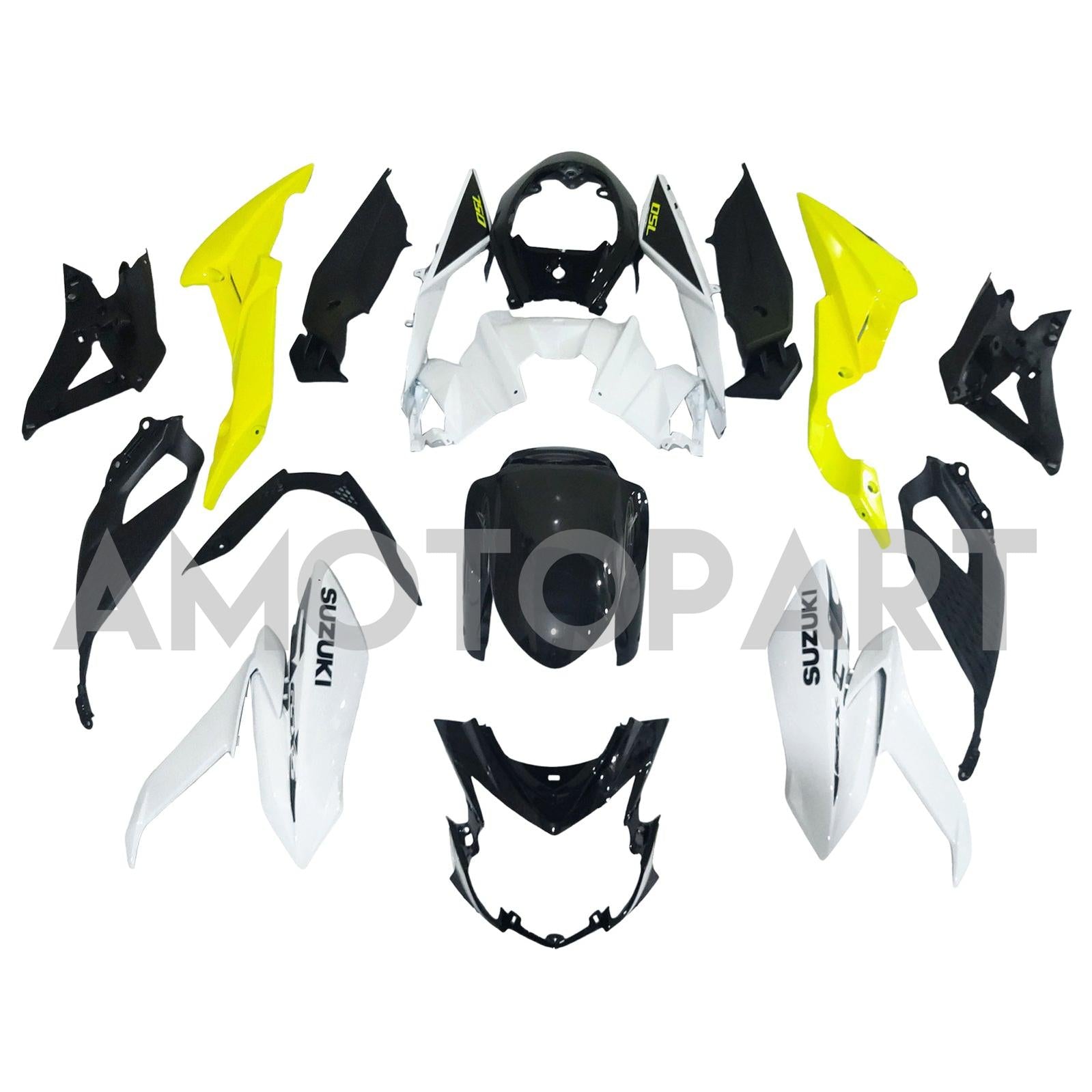 Amotopart 2017-2022 Suzuki GSX-S 750 Fairing White&Yellow Kit