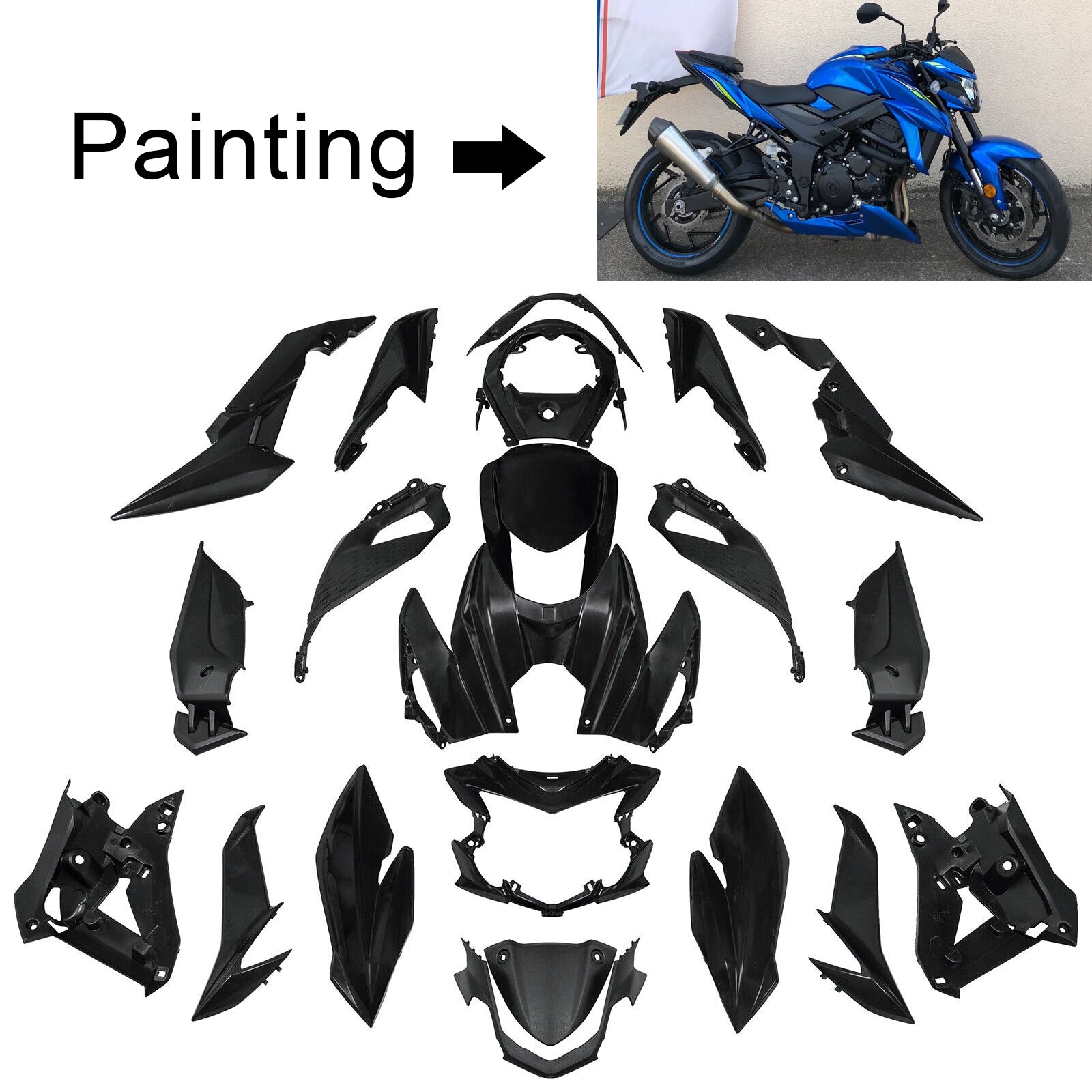 Amotopart 2017-2022 Suzuki GSX-S 750 Fairing Blue Style2 Kit