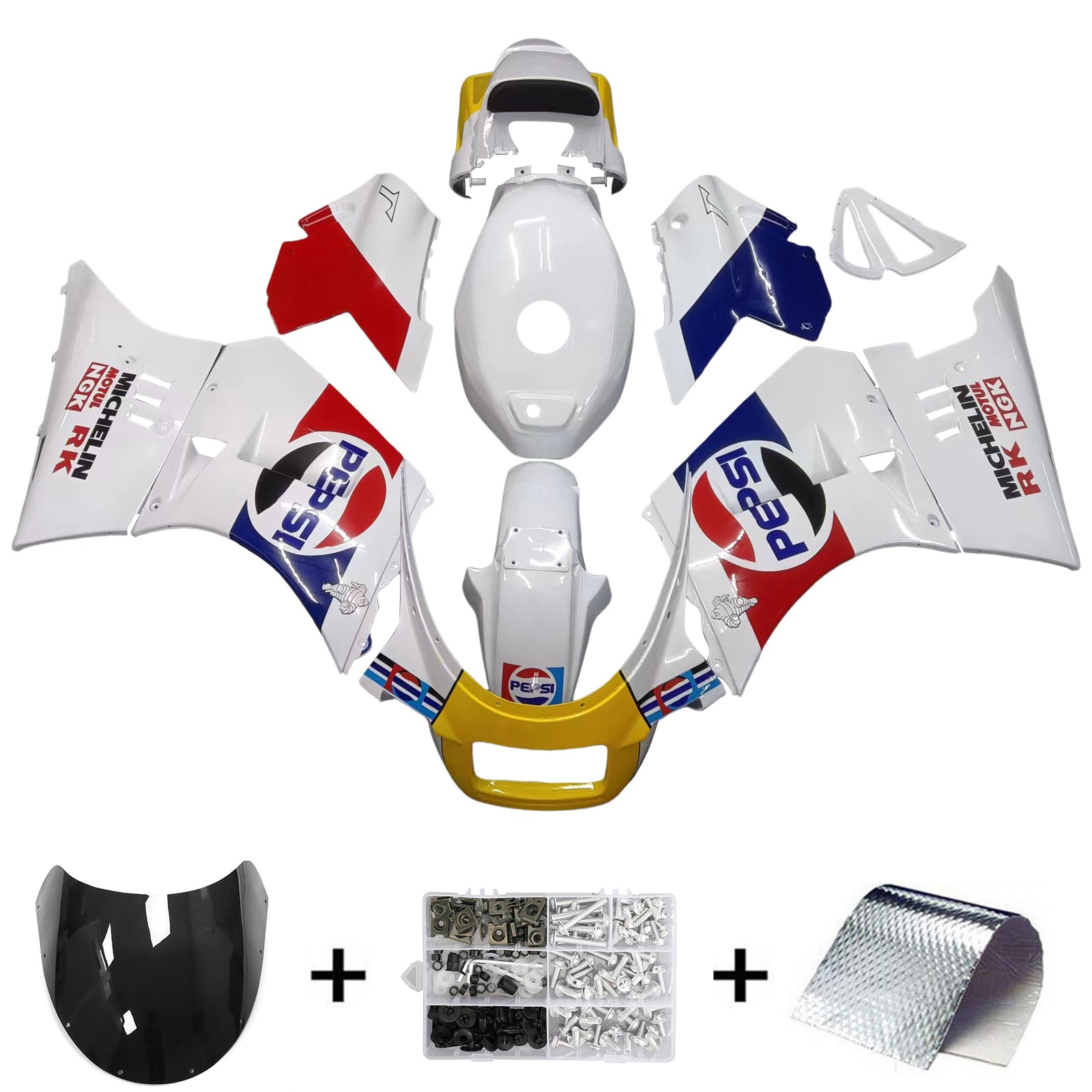 Amotopart 1984–1987 Suzuki RG500 RG400 Gamma Verkleidung Pepsi White Kit