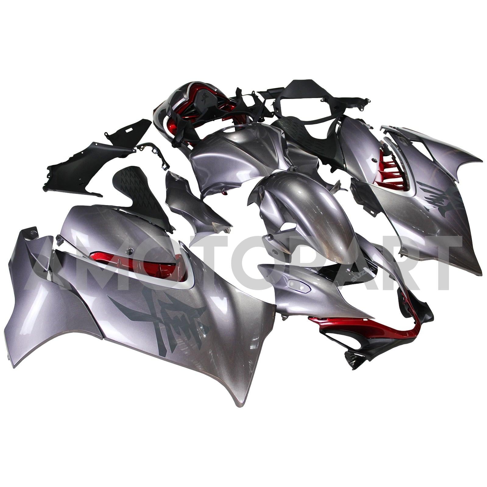 Amotopart 2021-2025 Suzuki Hayabusa GSX1300R Gray With Logo Fairing Kit