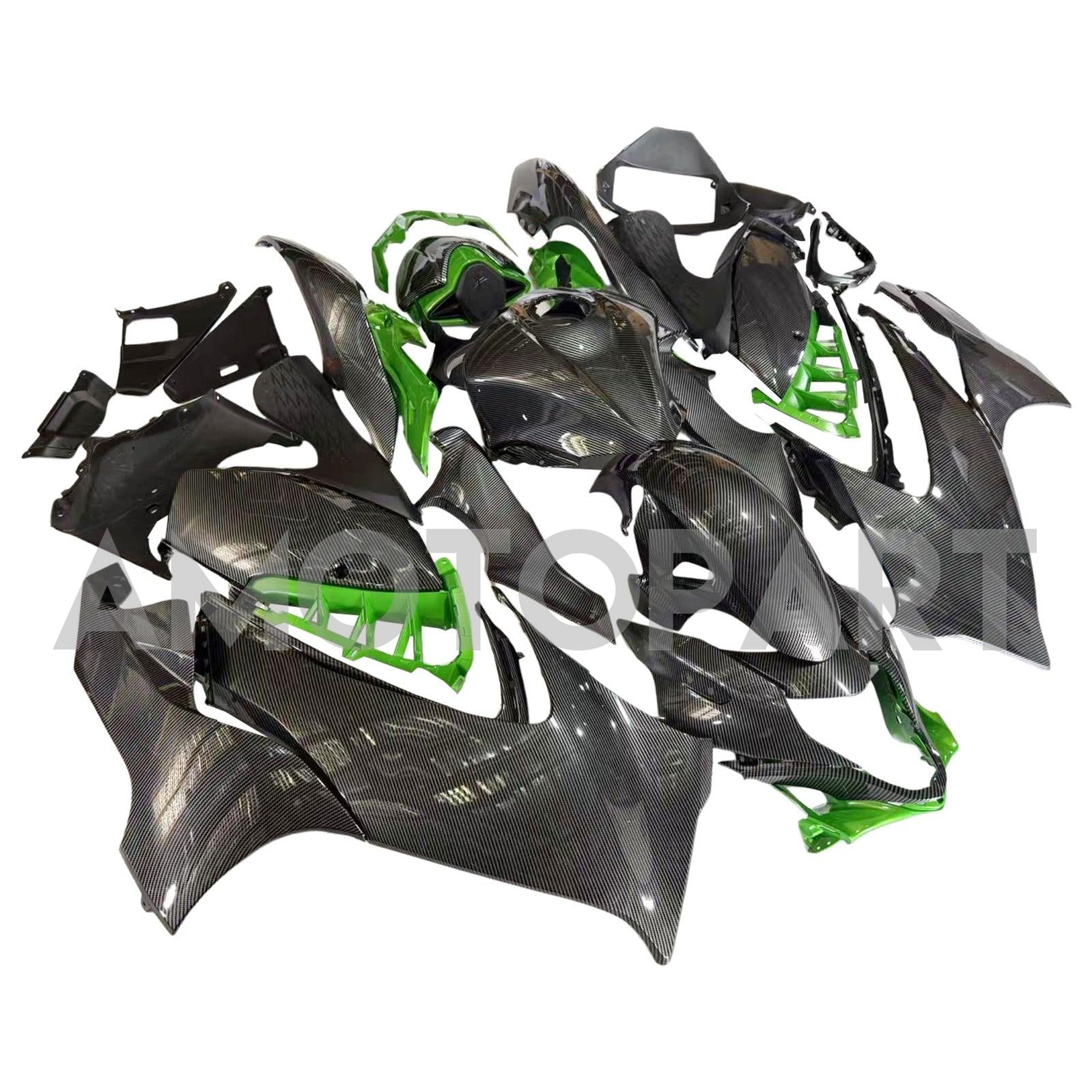 Amotopart 2021-2025 Suzuki Hayabusa GSX1300R Green ＆ Kohlefaser-Musterverkleidungskit