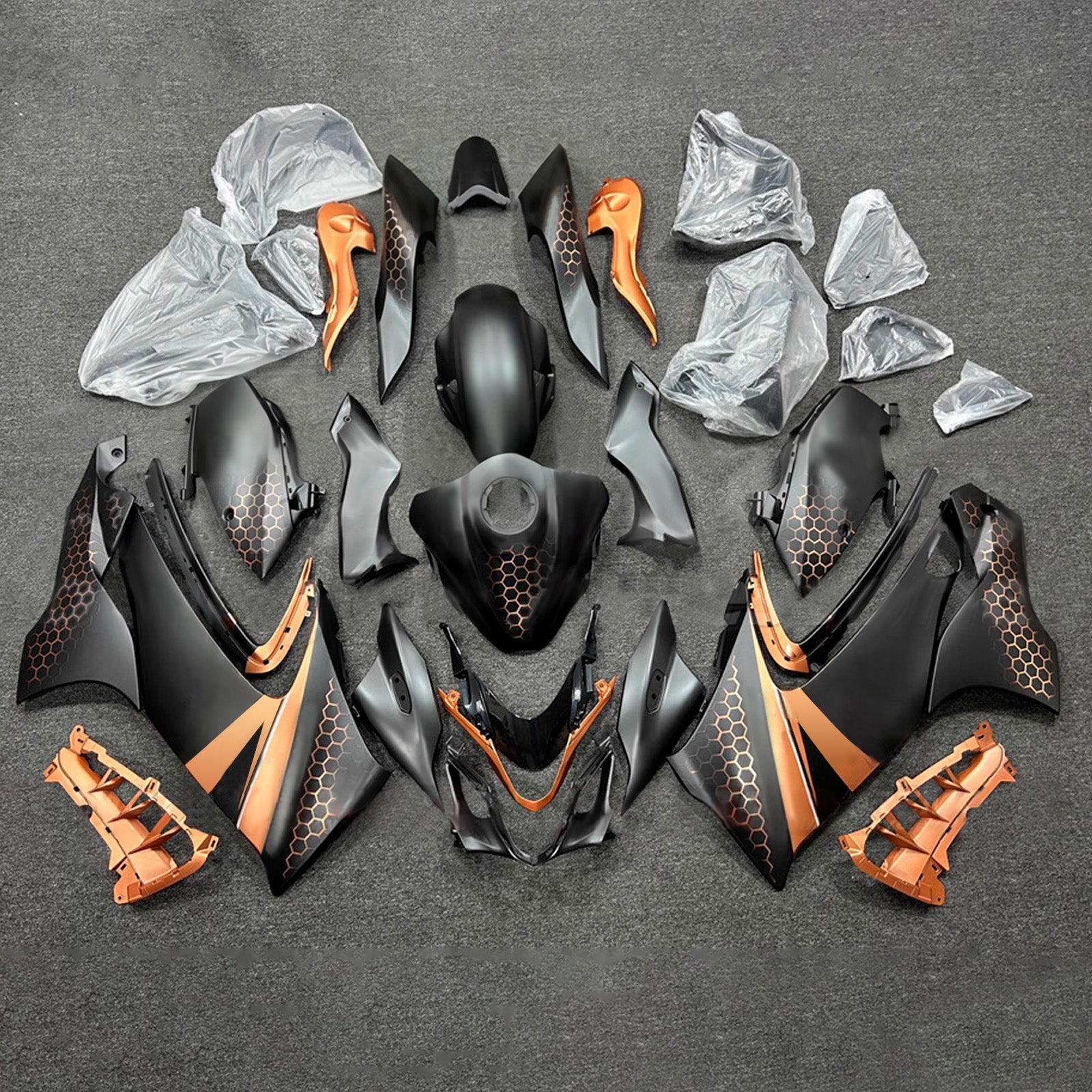 Amotopart 2021-2025 Suzuki GSX1300R Black Orange Fairing Kit