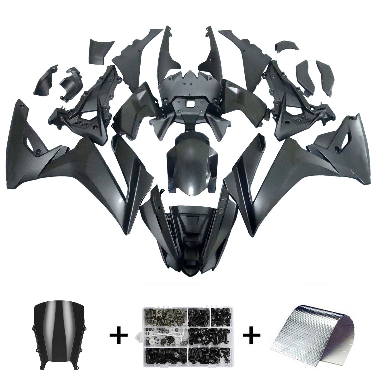 ブラックファイバーグラスカウル Amotopart 2024-2026 Suzuki GSX-8R Black Fairing Kit