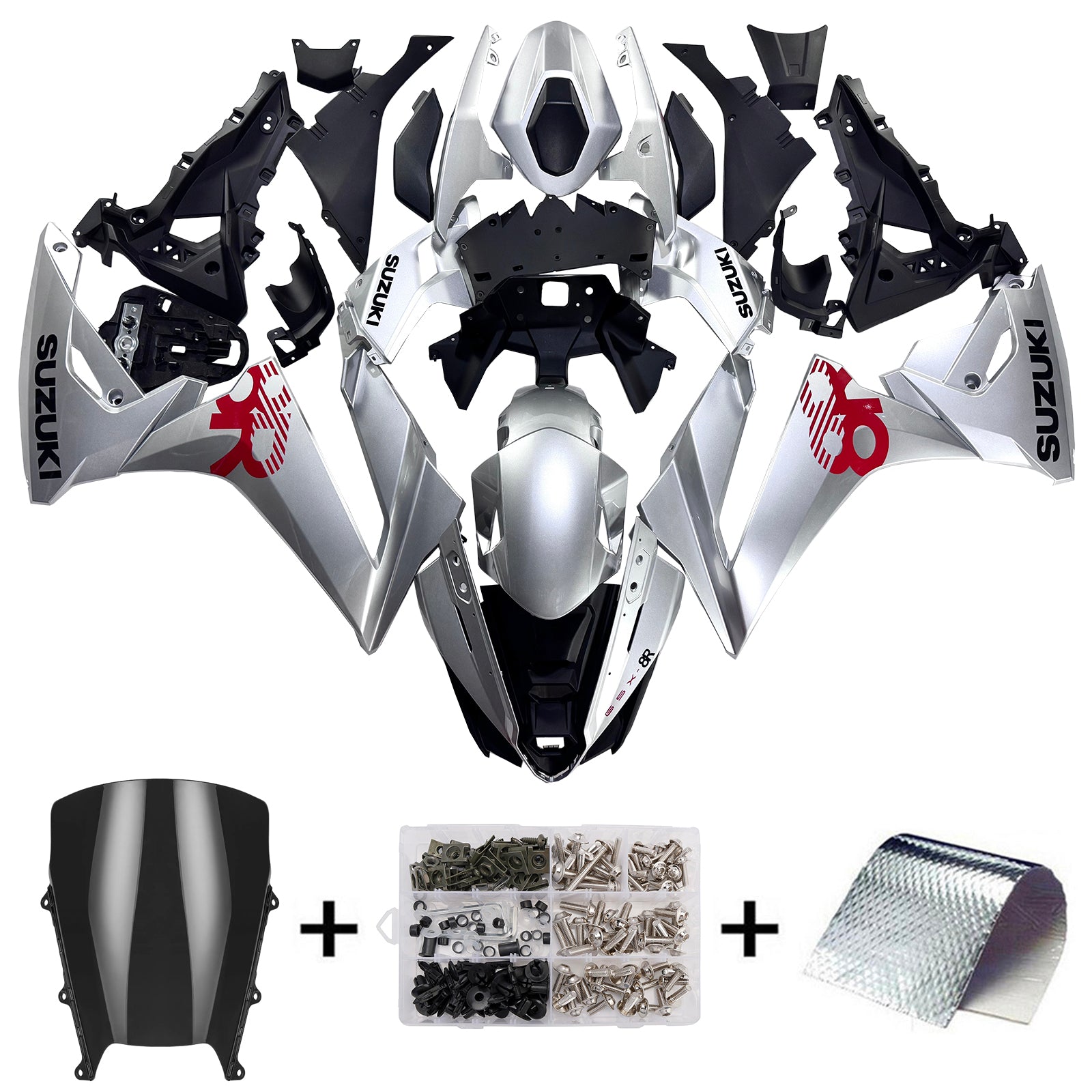 Amotopart 2024-2025 Suzuki GSX-8R Silver Fairing Kit