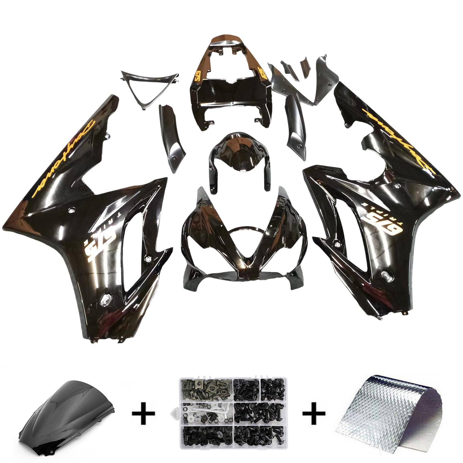 Amotopart Fairings  Triumph Daytona 675 2006-2008 Gloss Black Fairing Kit