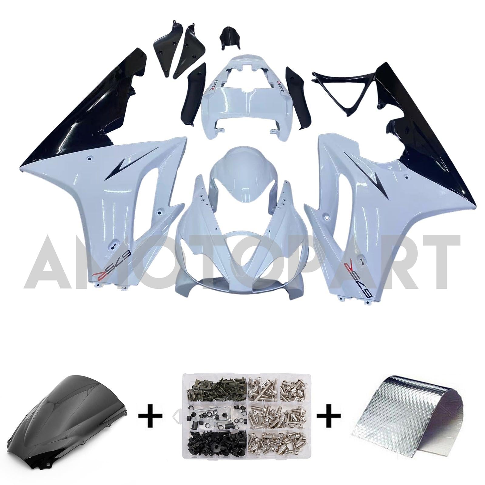 Amotopart 2006-2008 Triumph Daytona 675 White Fairing Kit