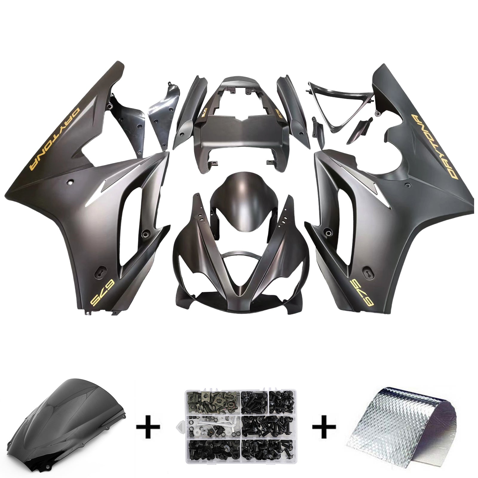 Amotopart 2006-2008 Triumph Daytona 675 Black with Logo Fairing Kit