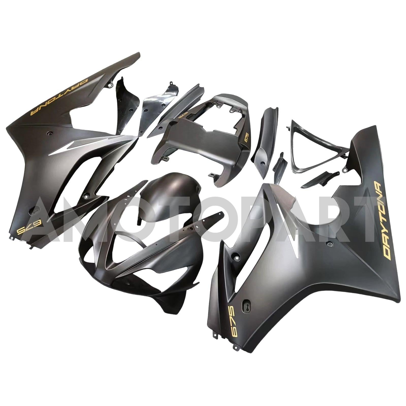 Amotopart 2006-2008 Triumph Daytona 675 Black with Logo Fairing Kit