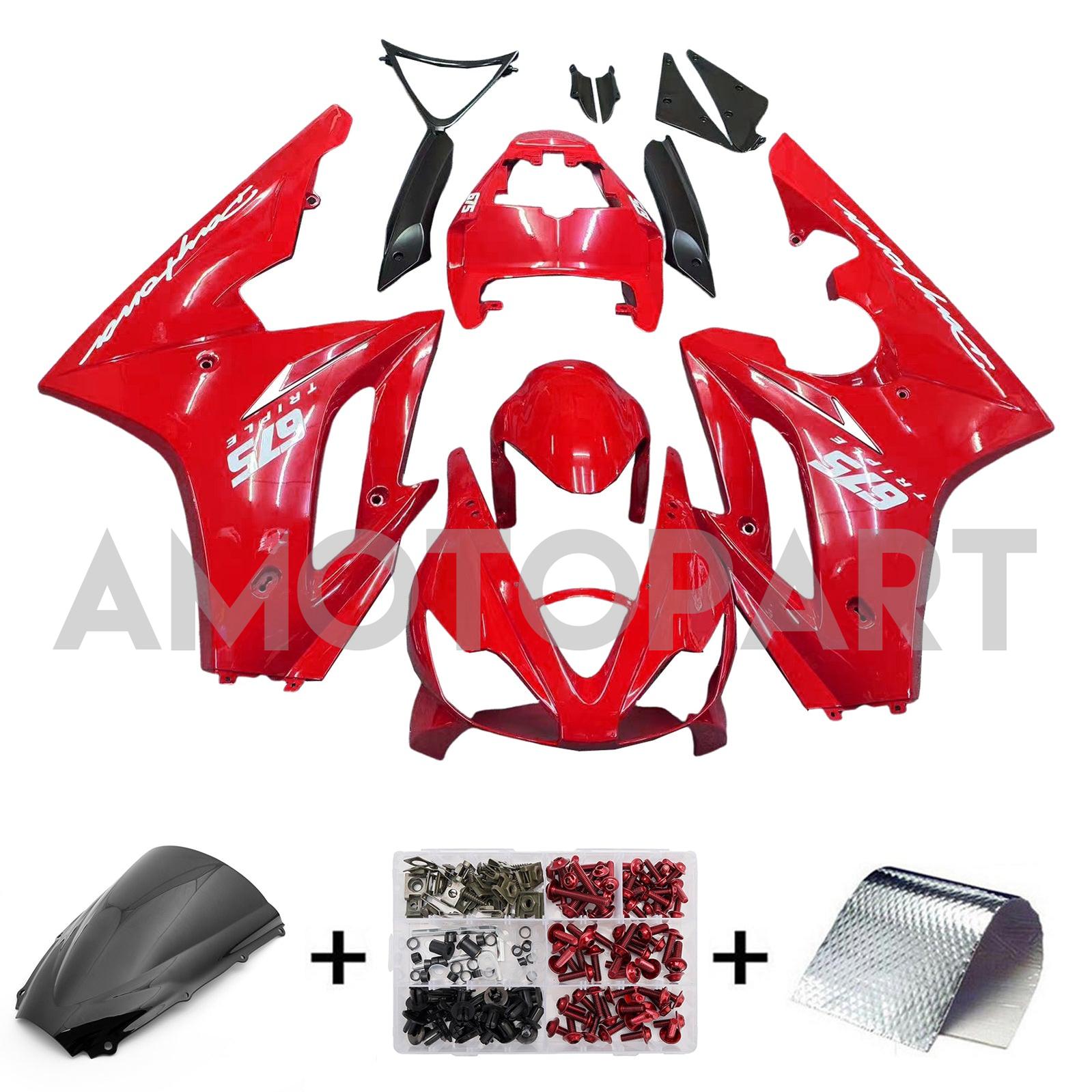 Amotopart 2006-2008 Triumph Daytona 675 Red Fairing Kit