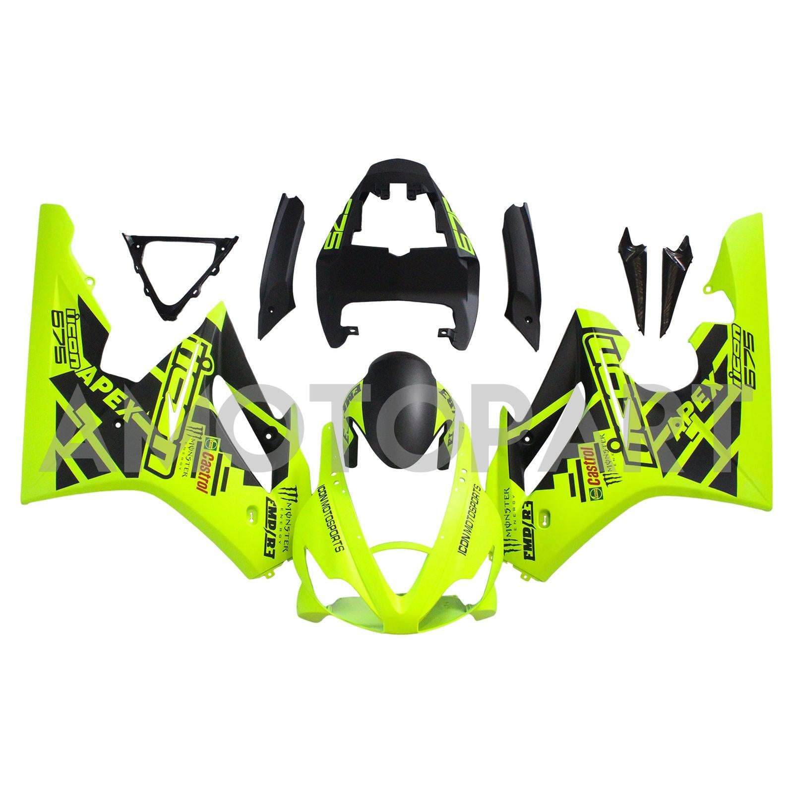 AMOTOPT TRIUMPH 2006-2008 Daytona 675 Kit de carenagem preta amarela