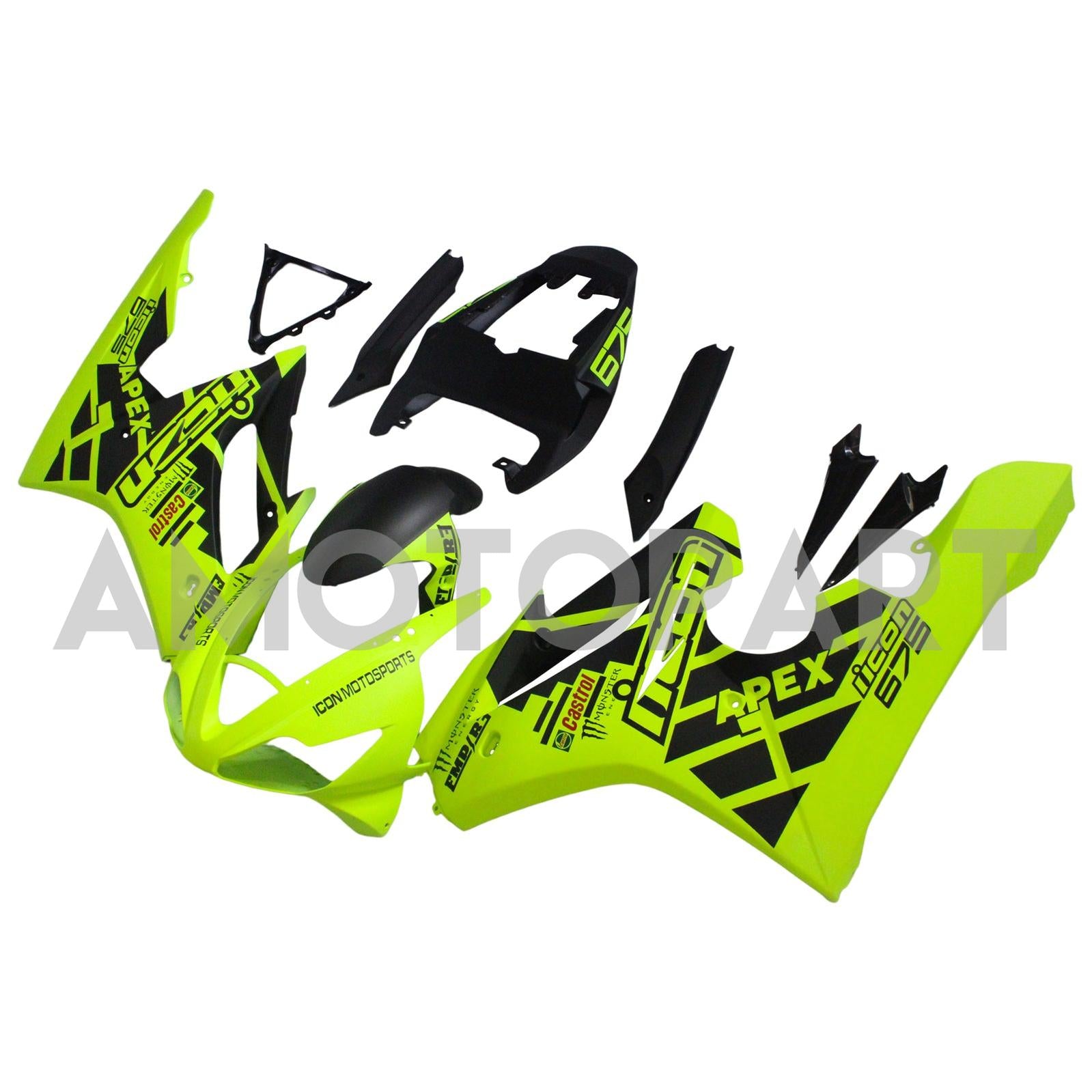 AMOTOPT TRIUMPH 2006-2008 Daytona 675 Kit de carenagem preta amarela