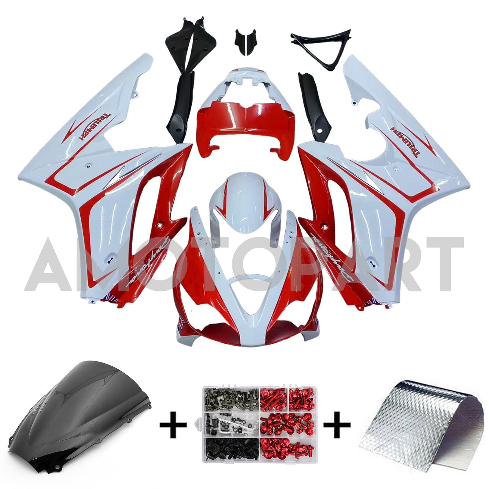 Amotopart 2006-2008 Triumph Daytona 675 Red&White Style2 Fairing Kit