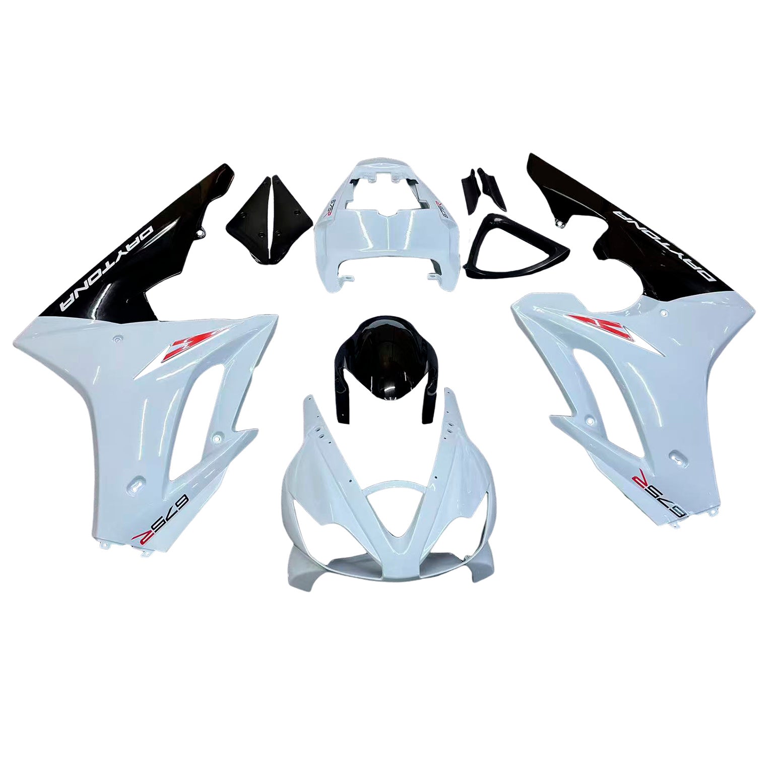 Amotopart 2006-2008 Triumph Daytona 675 Black&White Style4 Fairing Kit