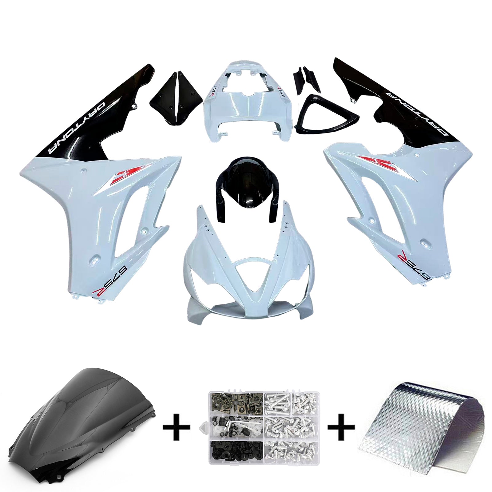 Amotopart 2006-2008 Triumph Daytona 675 Black&White Style4 Fairing Kit