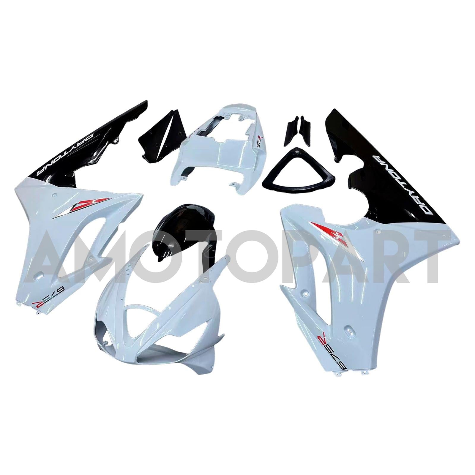 Amotopart 2006-2008 Triumph Daytona 675 Schwarz&Weißes Style4-Verkleidungskit