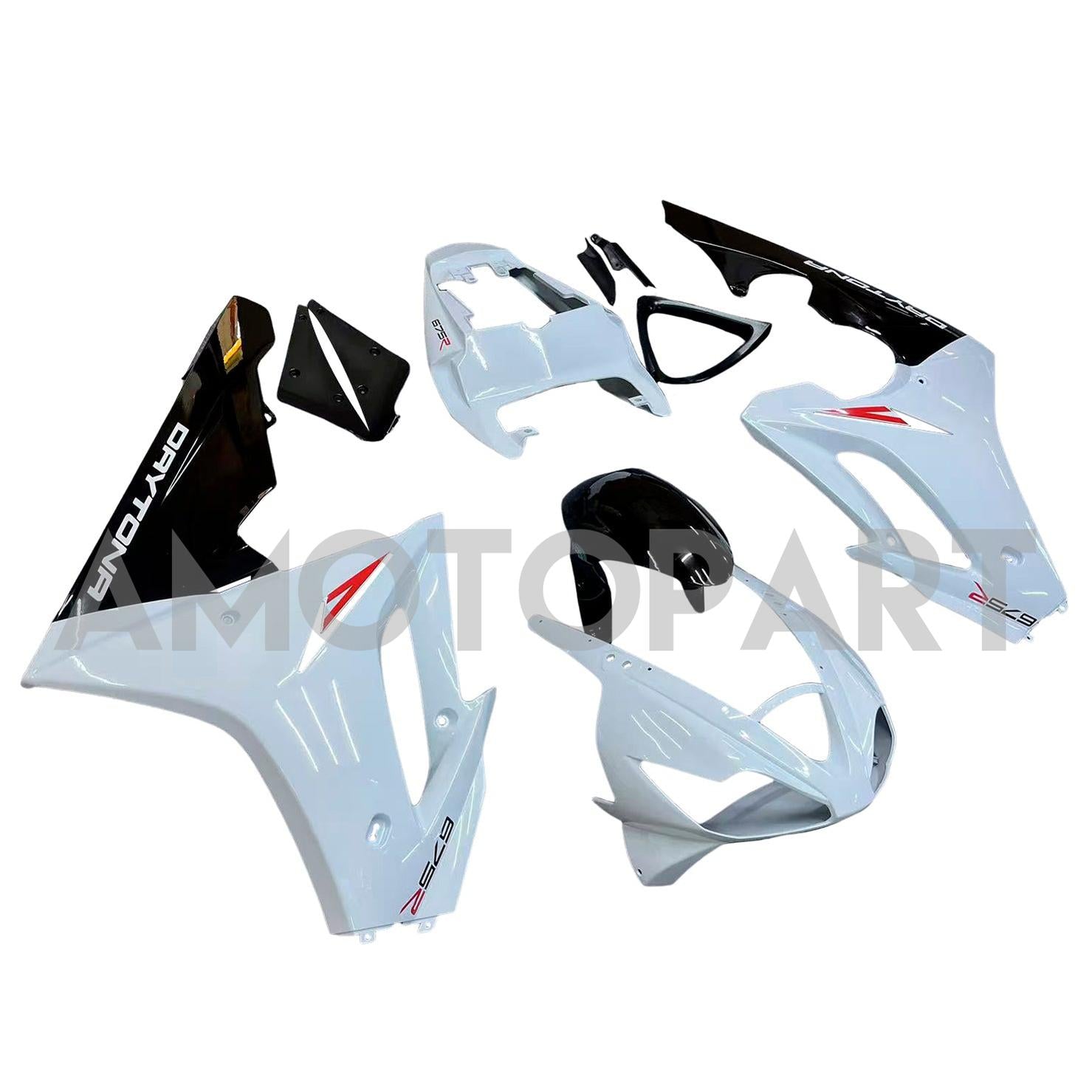 Amotopart 2006-2008 Triumph Daytona 675 Schwarz&Weißes Style4-Verkleidungskit