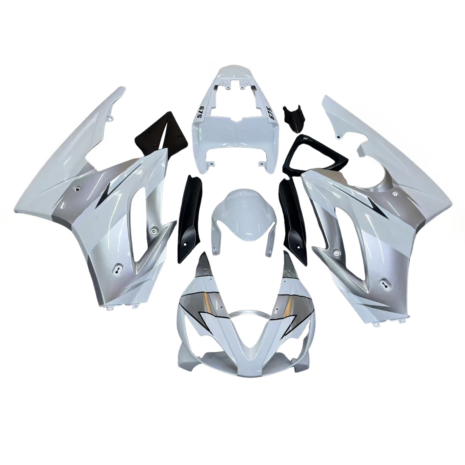 Amotopart 2006-2008 Triumph Daytona 675 Kit de carénage blanc gris
