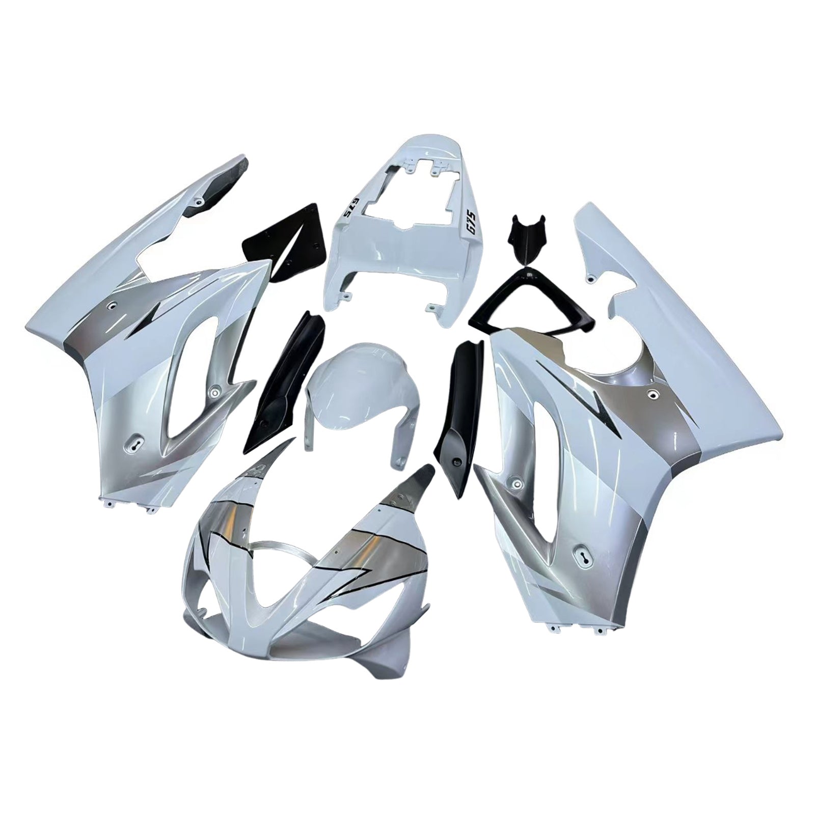 Amotopart 2006-2008 Triumph Daytona 675 Gray White Fairing Kit
