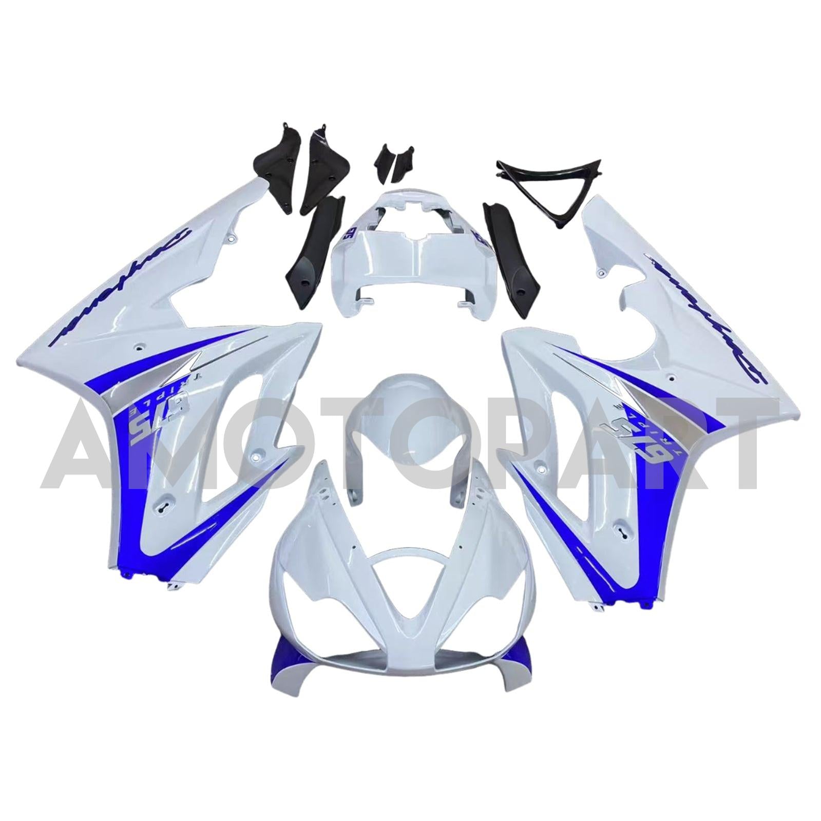 Amotopart 2006-2008 Triumph Daytona 675 White&Blue Style5 Fairing Kit