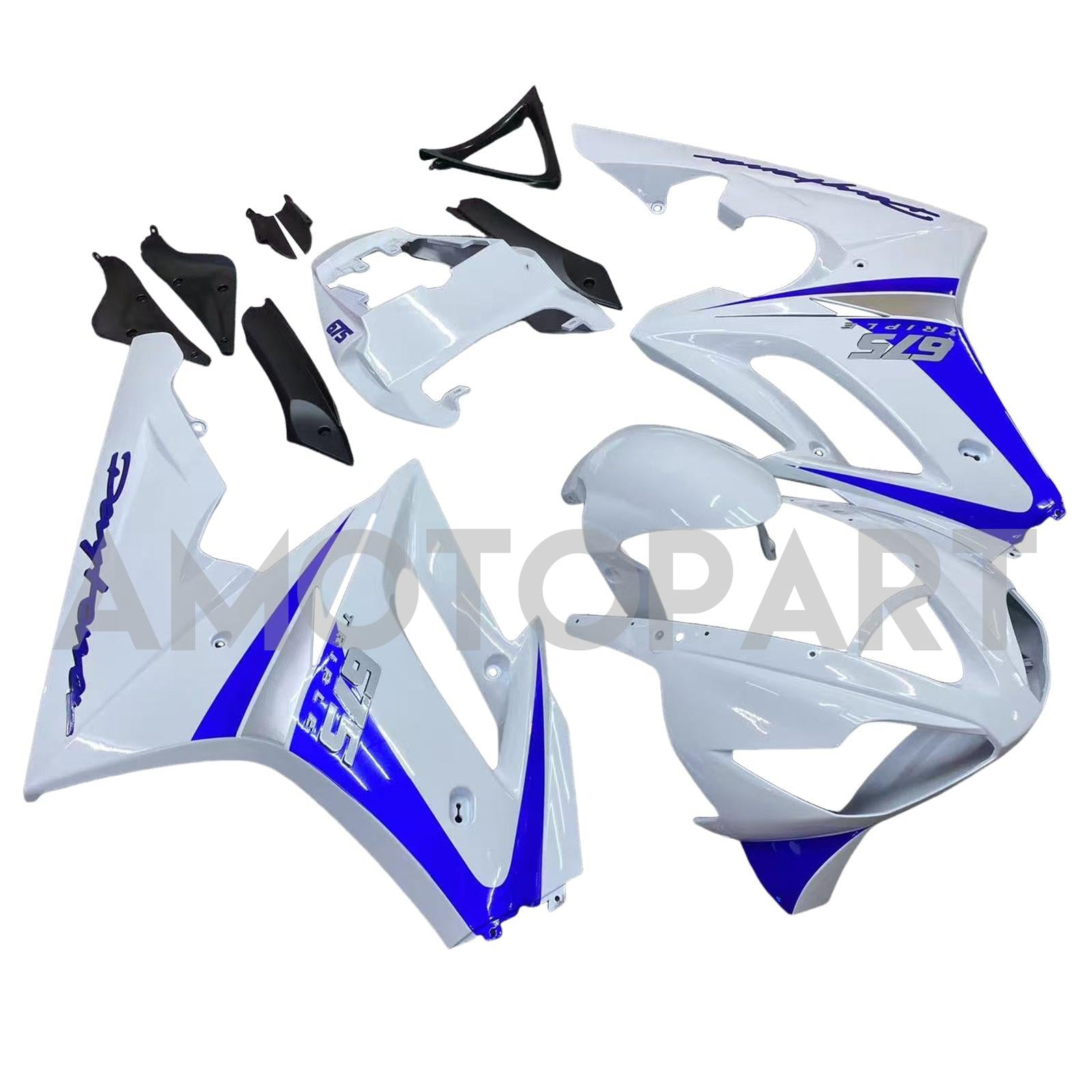 Amotopart 2006-2008 Triumph Daytona 675 White&Blue Style5 Fairing Kit