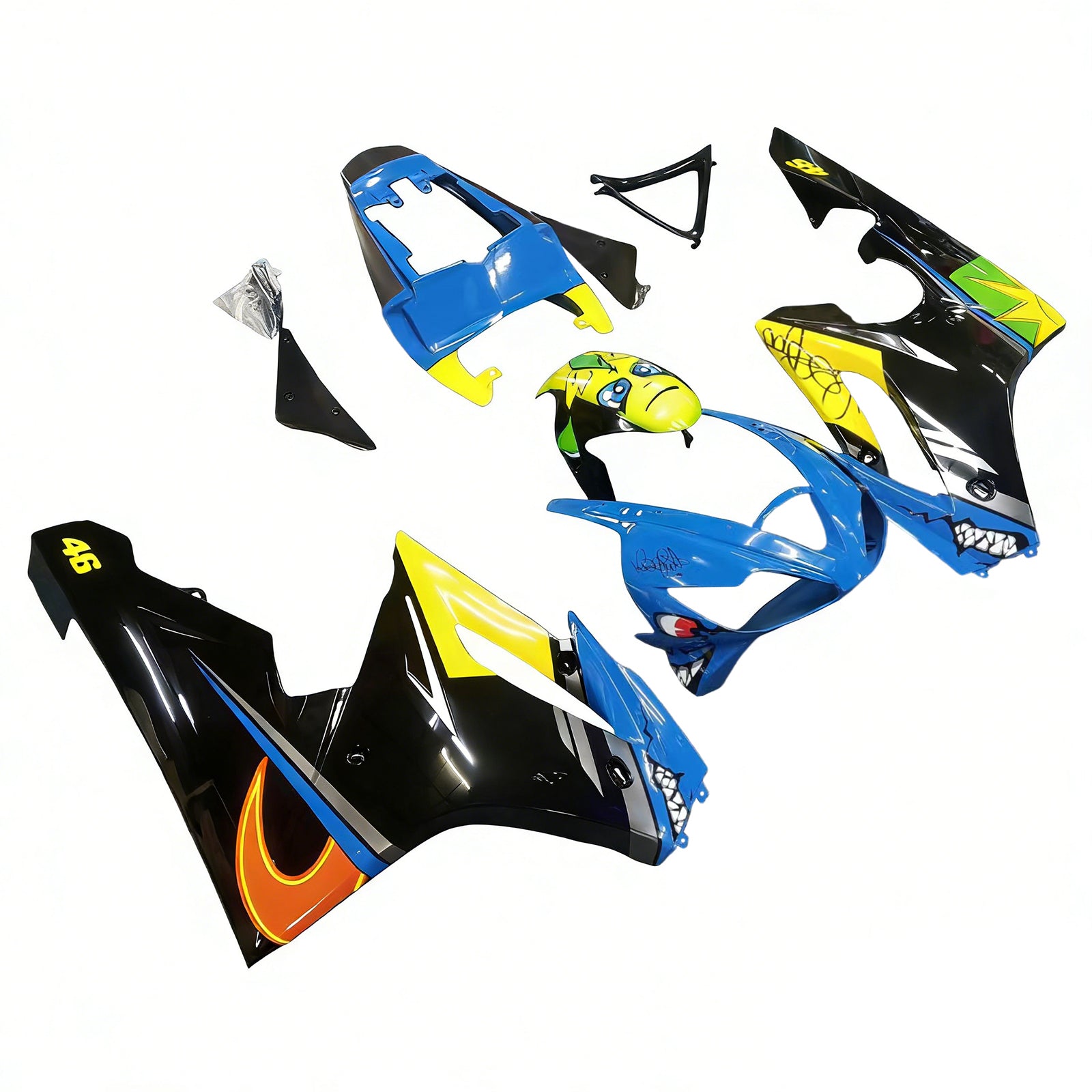Amotopart 2006-2008 Triumph Daytona 675 Bleu&Kit de carénage Yellow Monster