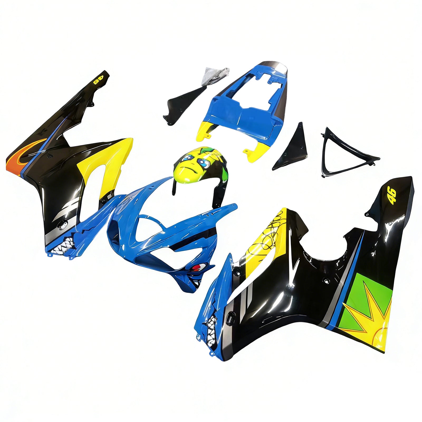 Amotopart 2006-2008 Triumph Daytona 675 Bleu&Kit de carénage Yellow Monster